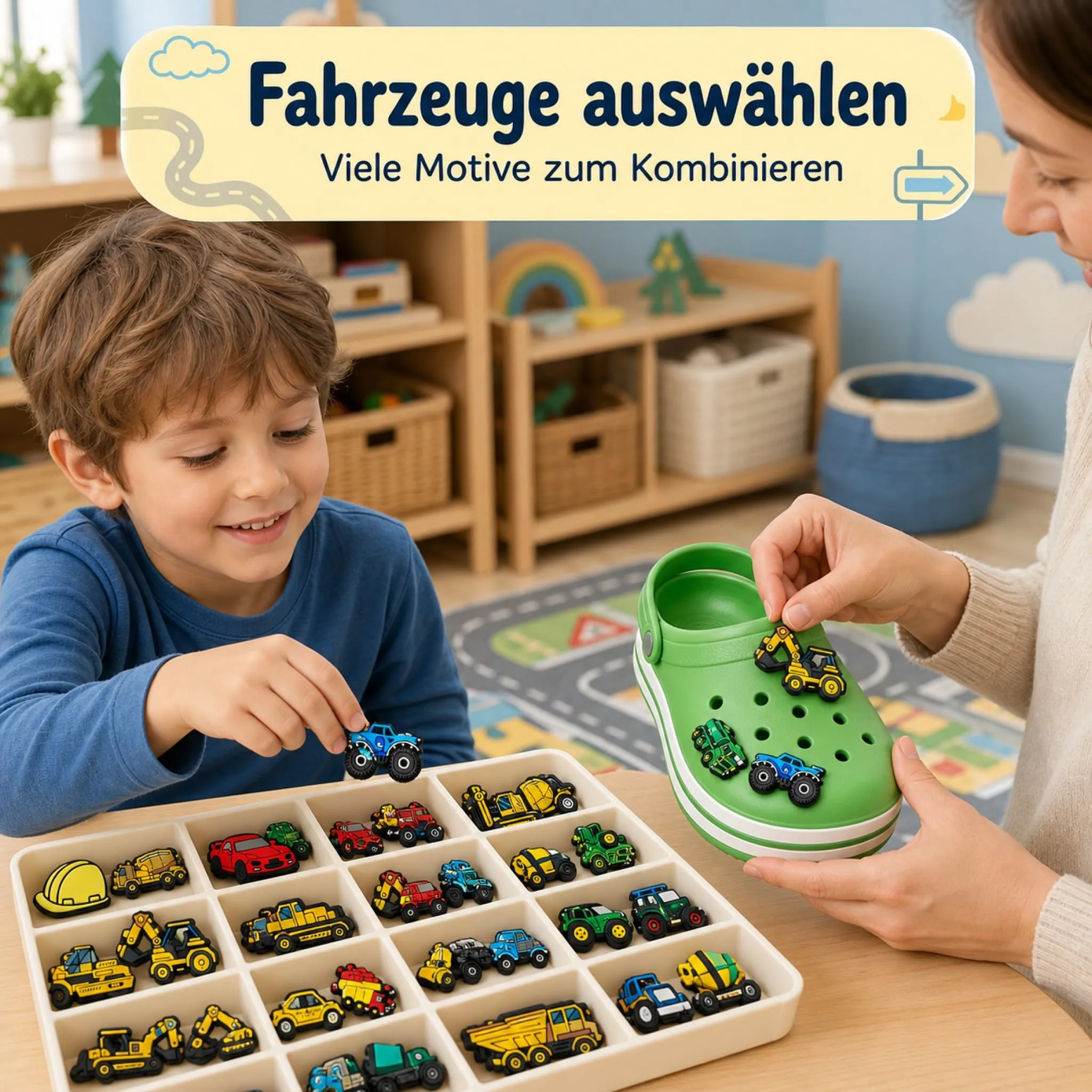 Ruiaqer Ciondoli per Scarpe in PVC per Bambini, Set da 34 Pezzi a Forma di Escavatore, Taglia M - immagine 5