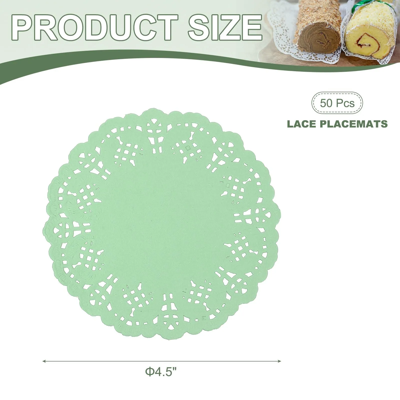 YELARXI Centrini di carta usa e getta rotondi, 11,4 cm, verde, confezione da 50 - immagine 2