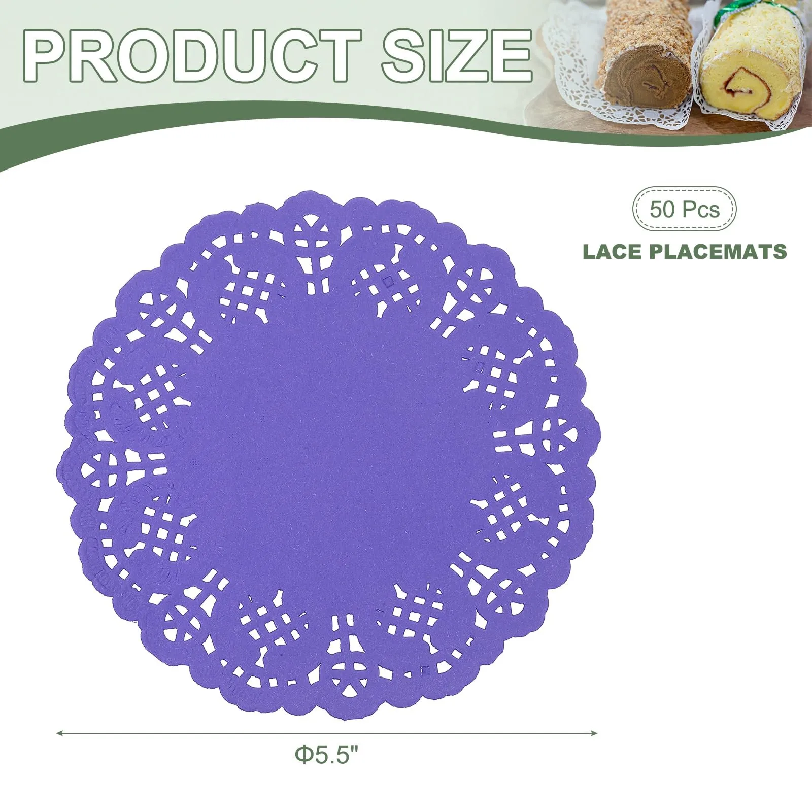 YELARXI Centrini di carta e pizzo rotondi, 14 cm, viola, confezione da 50 - immagine 2