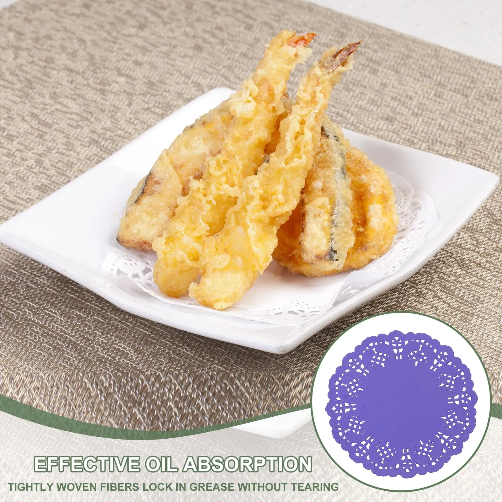 YELARXI Centrini di carta e pizzo rotondi, 14 cm, viola, confezione da 50 - immagine 4