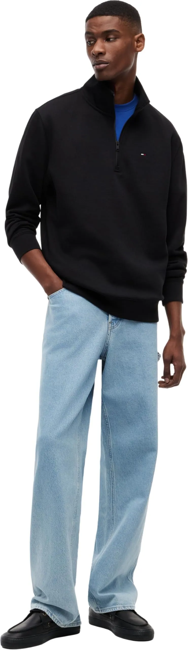 Tommy Jeans Uomo Felpa con Cerniera Fleece con Collo a Lupetto, Nero, XS - immagine 5