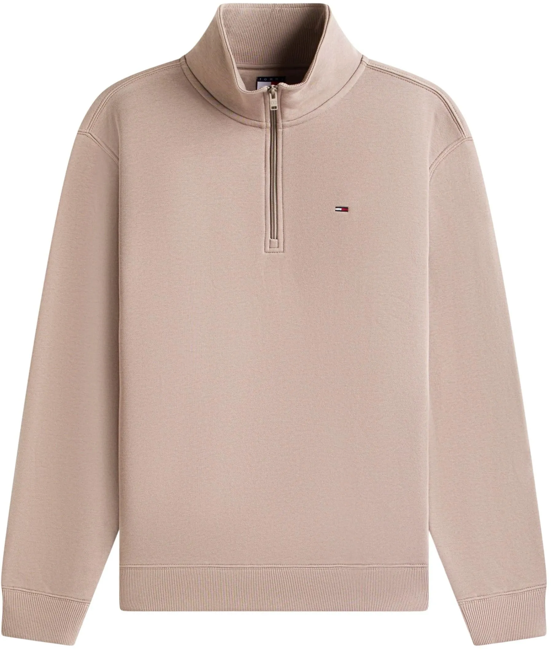 Tommy Jeans Felpa con Cerniera Fleece con Collo a Lupetto, Beige Ivy Mink, XL - immagine 6