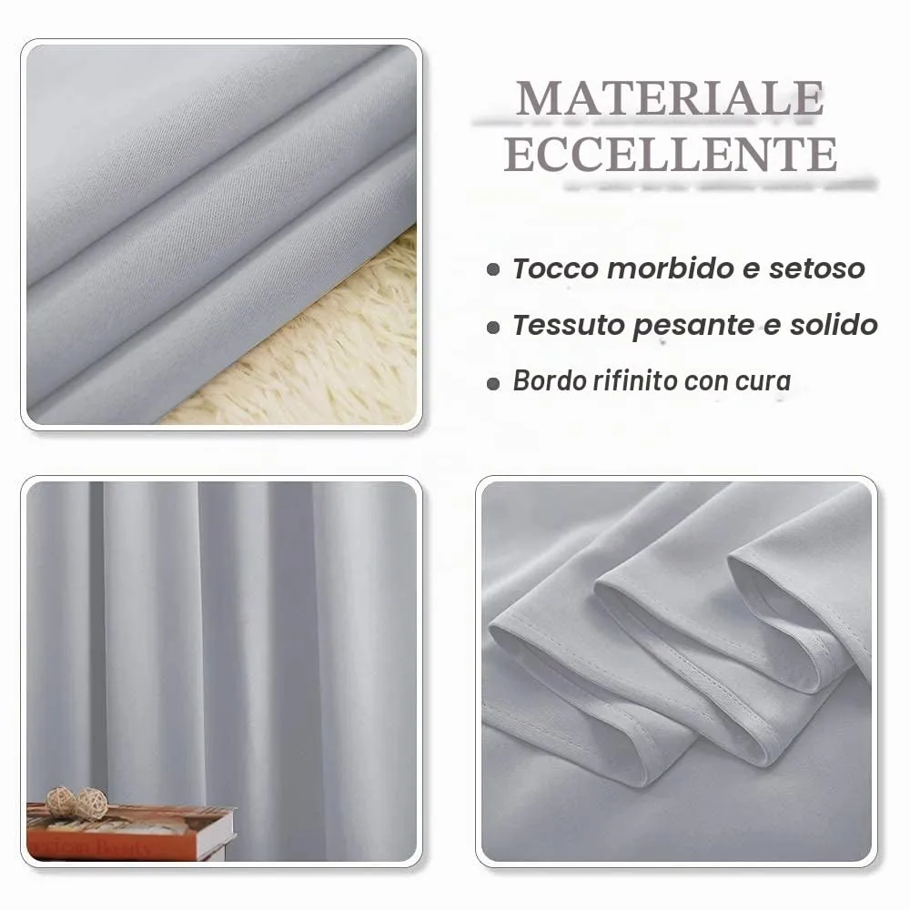 PONY DANCE Tenda Oscurante Termica da Interno per Camera da Letto, Grigio Chiaro, 140 x 260 cm (1 Pannello) - immagine 8