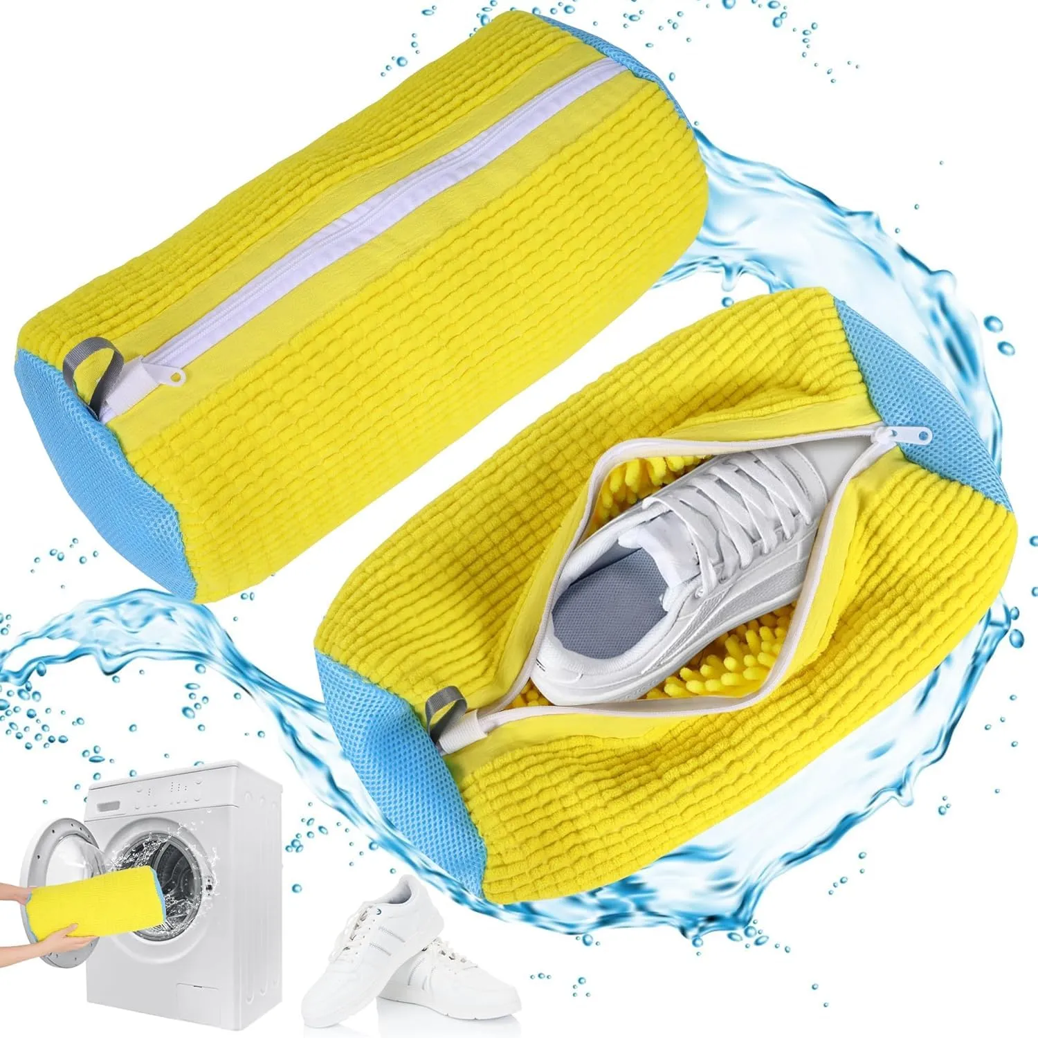 WUFANC Sacchetti per Lavare Scarpe in Lavatrice, Microfibra con Cerniera Invisibile, 2 Pezzi - immagine 1