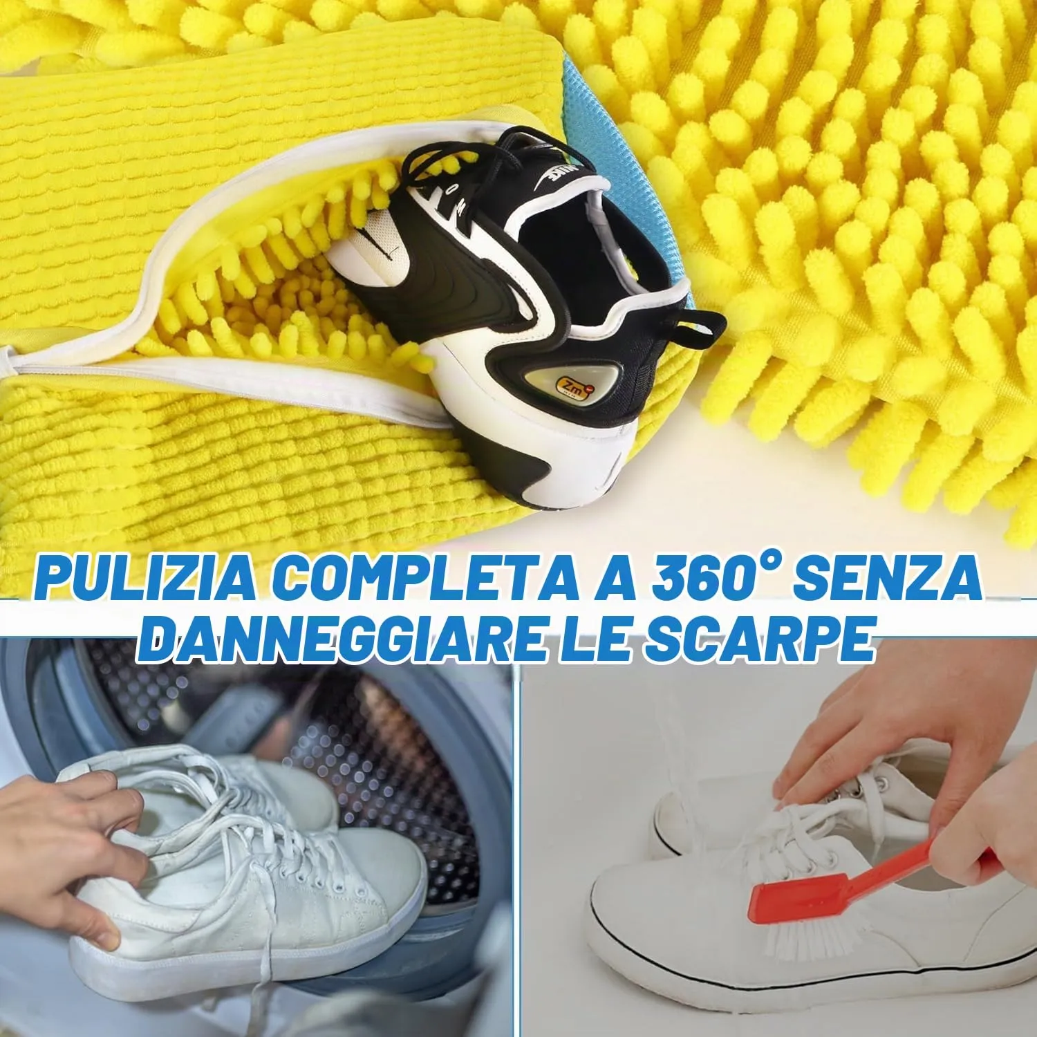 WUFANC Sacchetti per Lavare Scarpe in Lavatrice, Microfibra con Cerniera Invisibile, 2 Pezzi - immagine 4