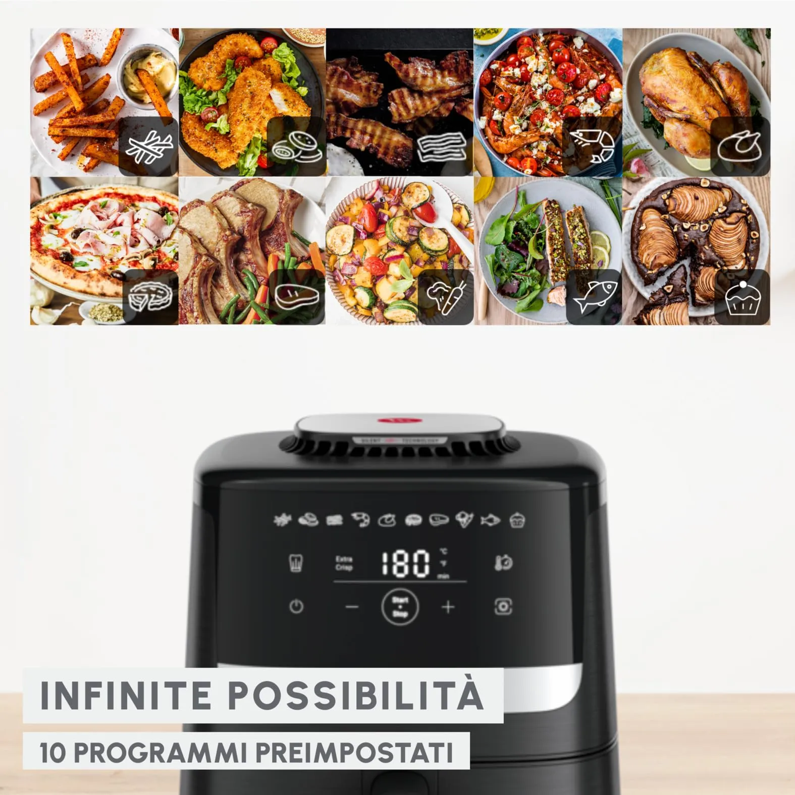 Moulinex Easy Fry Silence Friggitrice ad Aria 5L, Nera, EZ5528 - immagine 4