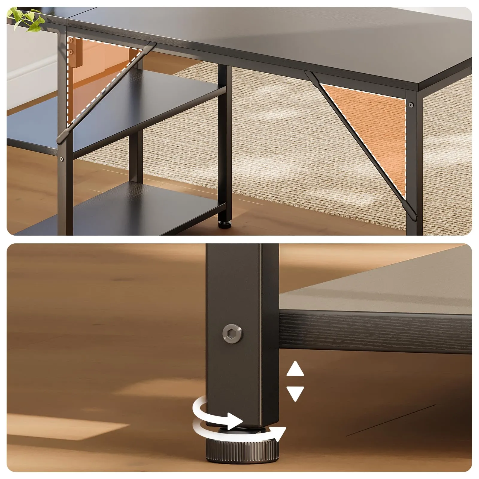 Coleshome Scrivania Angolare con Libreria, 120 x 70 cm, Marrone - immagine 6