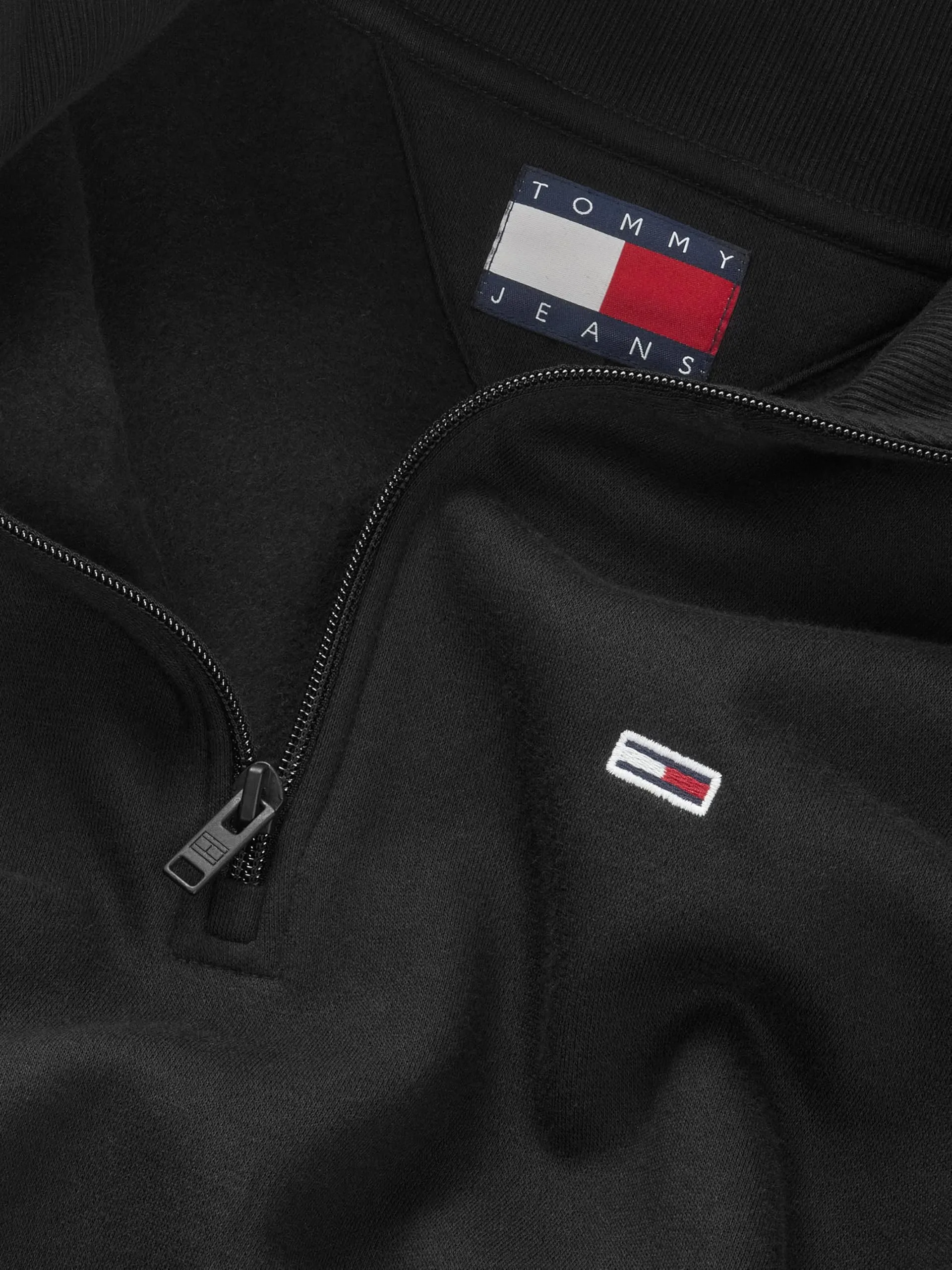 Tommy Jeans Uomo Felpa con Cerniera Fleece con Collo a Lupetto, Nero, M - immagine 7