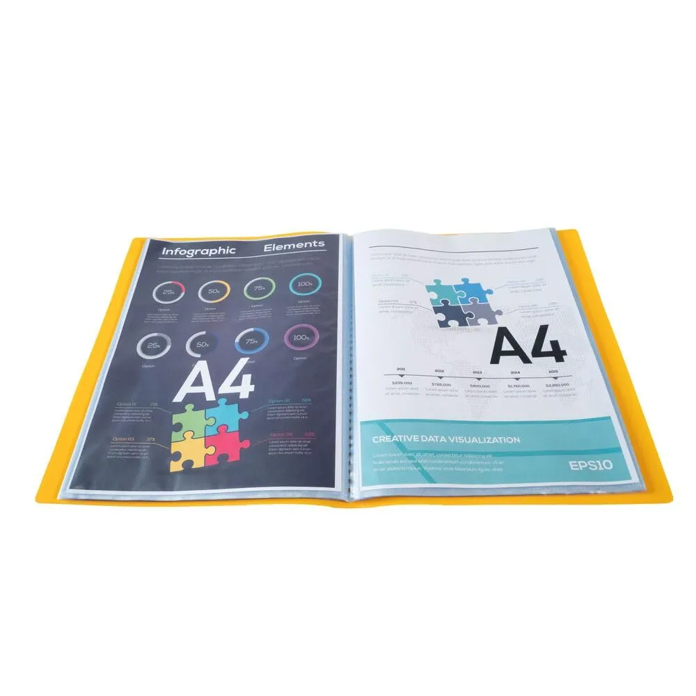 Exacompta Opak A4 Display Book, 100 Pockets, Anti-glare, Yellow - immagine 4