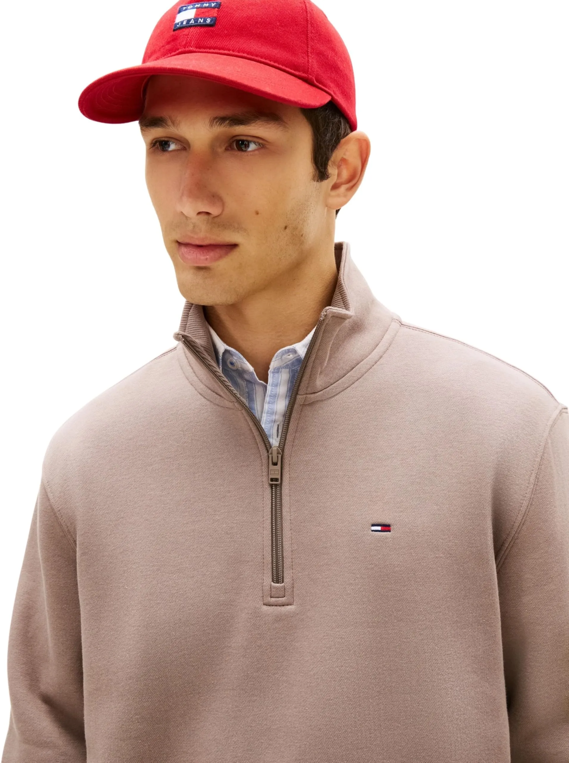 Tommy Jeans Felpa con Cerniera Fleece con Collo a Lupetto, Beige (Ivy Mink), XXL - immagine 4