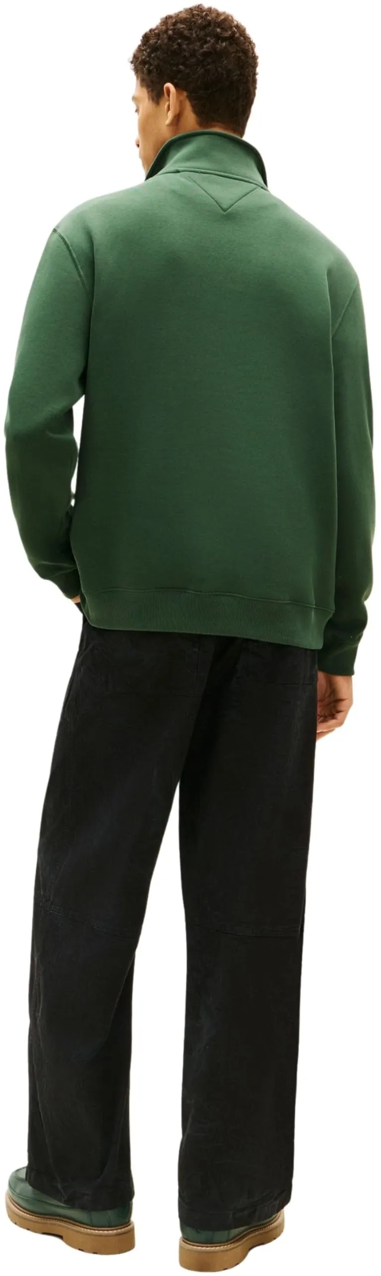 Tommy Jeans Felpa con Cerniera Fleece Collo a Lupetto, Shadow Pine, S - immagine 3