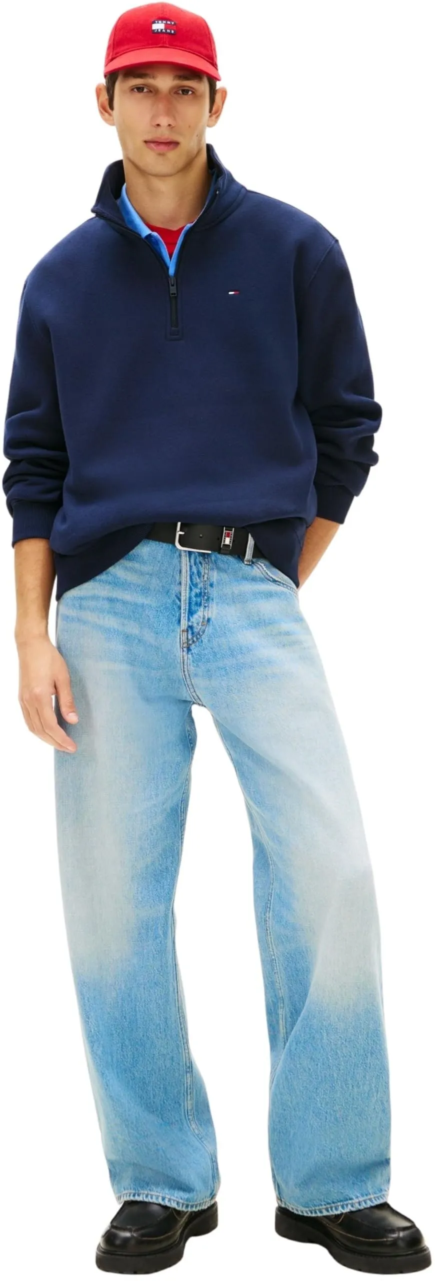 Tommy Jeans Felpa con Cerniera Fleece con Collo a Lupetto, Dark Night Navy, XL - immagine 5