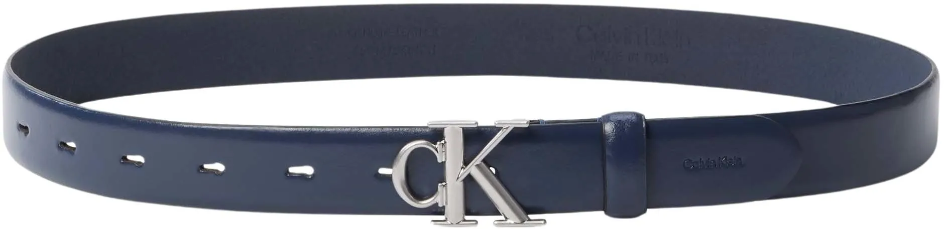 Calvin Klein CK Logo Leather Belt, Blue (Ck Spellbound/Antique Nickel), 3.5 cm, 110 cm - immagine 4