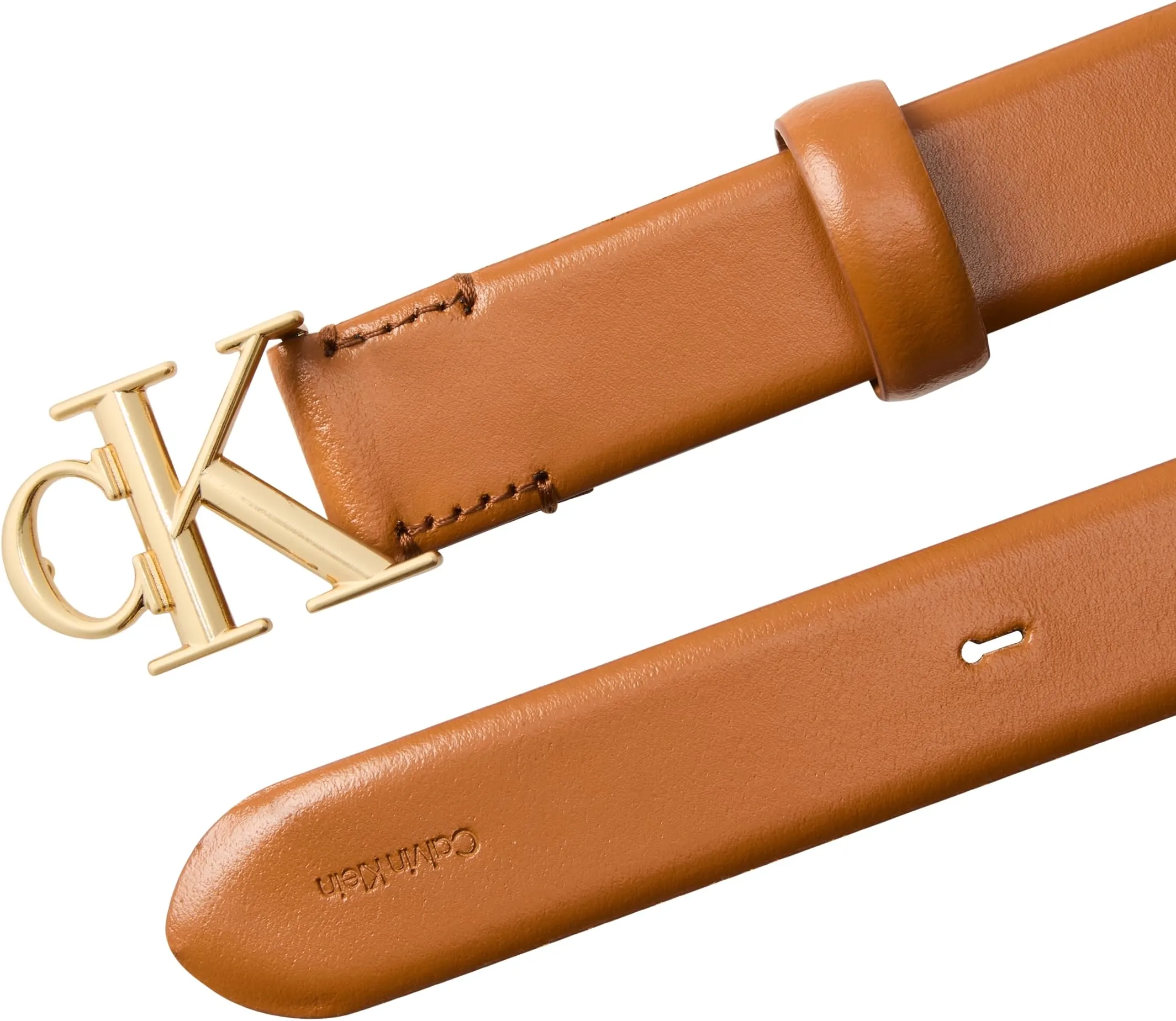 Calvin Klein CK Logo Leather Belt, Brown (Argan Oil/Antique Light Gold), 3.5 cm, 120 cm - immagine 3