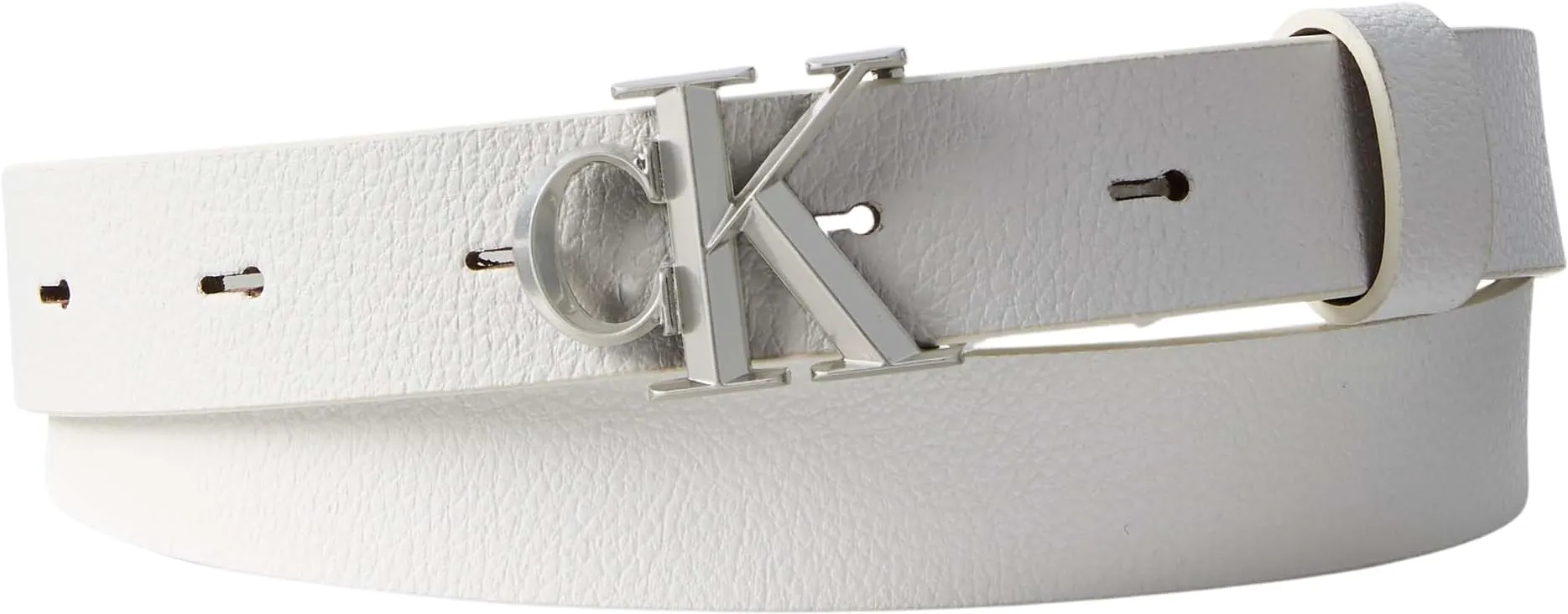 Calvin Klein Facet CK Buckle Pebble Belt LV04F7060G, White, 110 - immagine 1