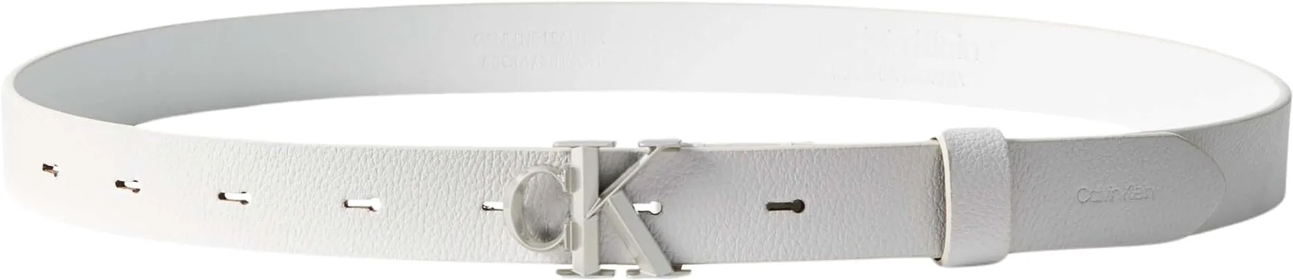 Calvin Klein Donna Cintura in Pelle, White Alyssum/Antique Nickel, 2,5 cm, 85 cm - immagine 3