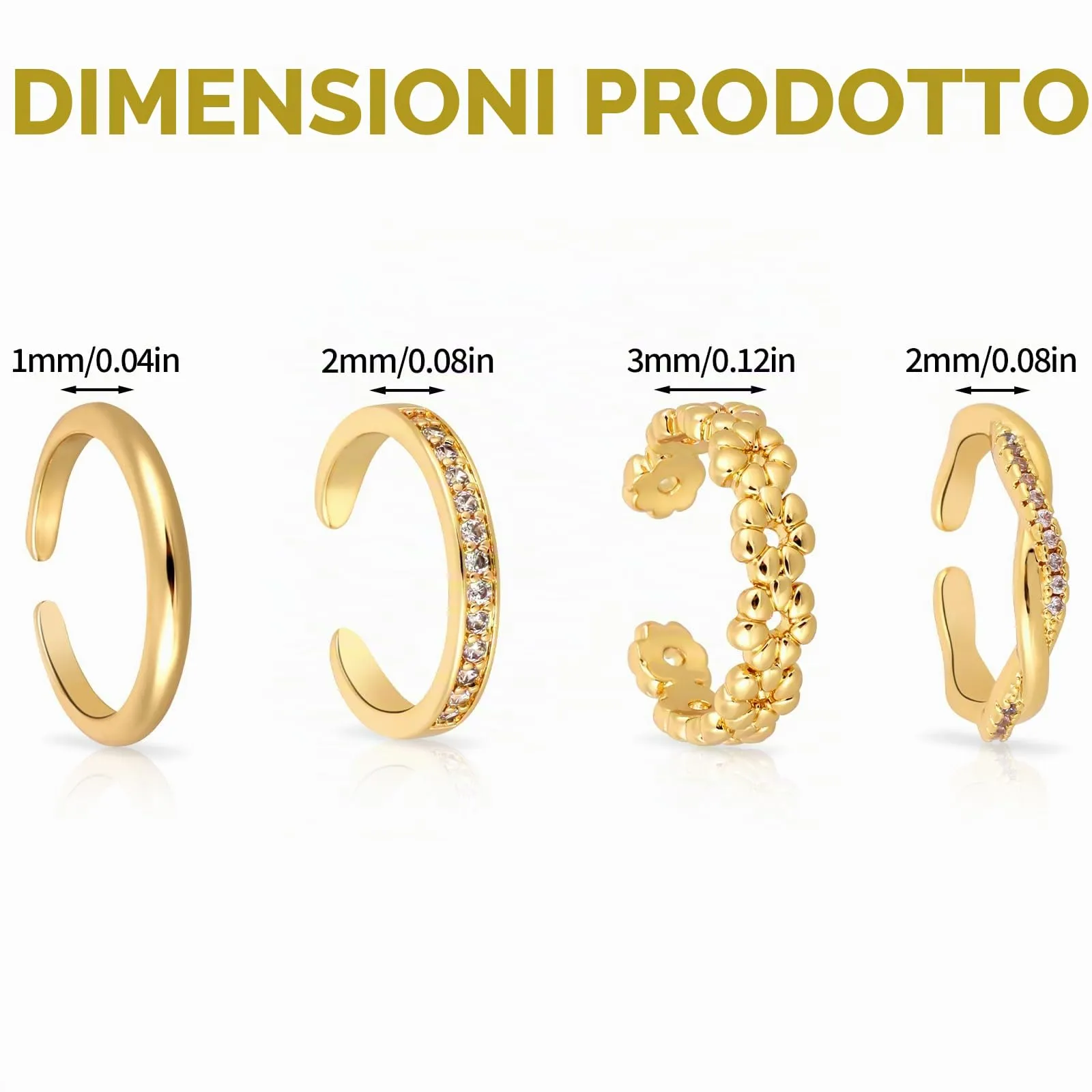 Mikovivi Anelli per Dita dei Piedi Donna Regolabili, 4 Pezzi - immagine 2
