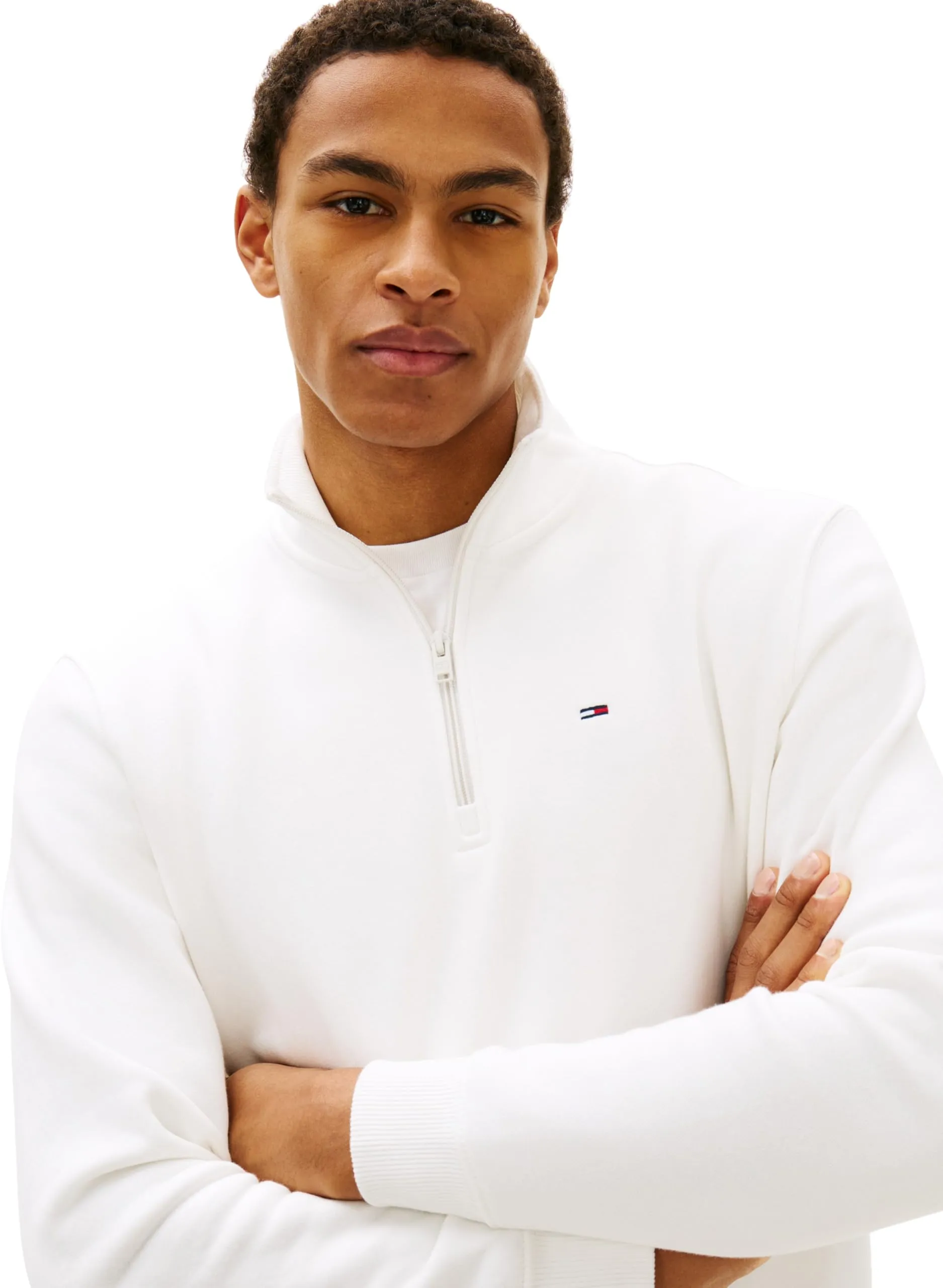 Tommy Jeans Felpa con Cerniera Fleece con Collo a Lupetto, Bianco (Ecru), S - immagine 4