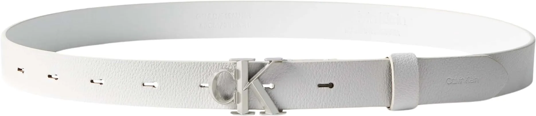 Calvin Klein Donna Cintura in Pelle, Bianco (White Alyssum/Antique Nickel), 2,5 cm, 105 cm - immagine 2