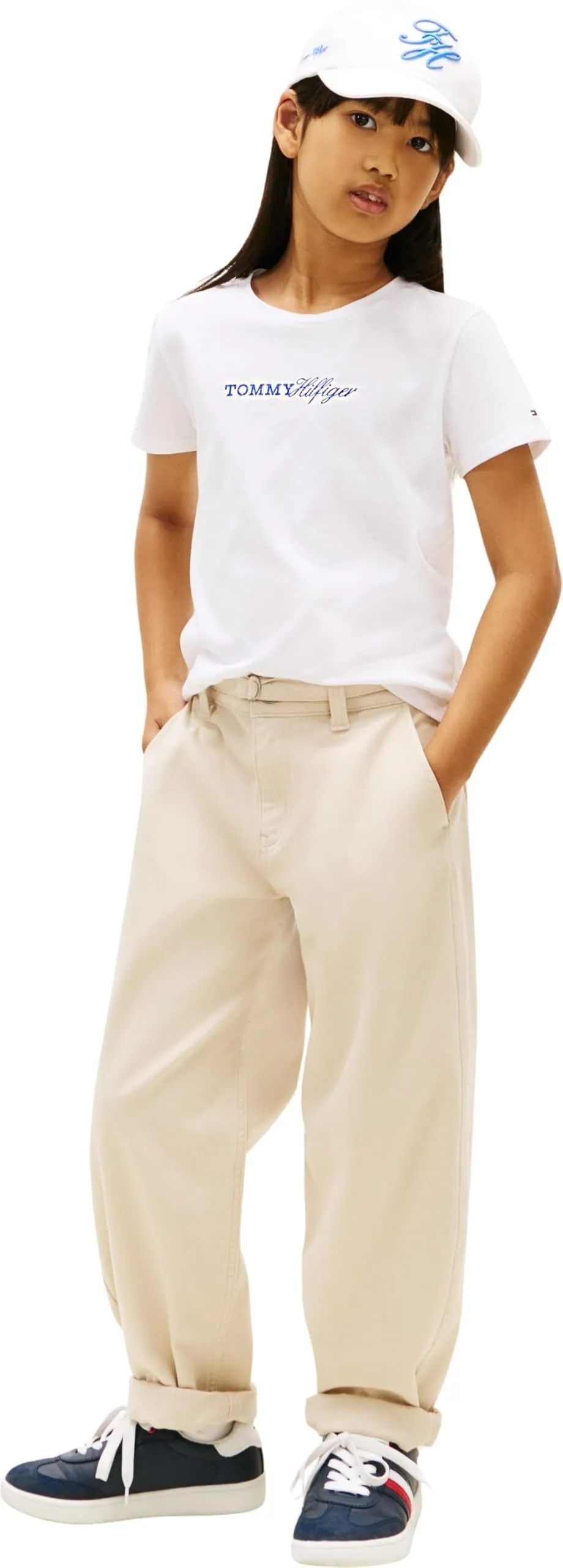 Tommy Hilfiger Bambina T-Shirt Maniche Corte Script Slim Fit, Bianco, 7 Anni - immagine 4