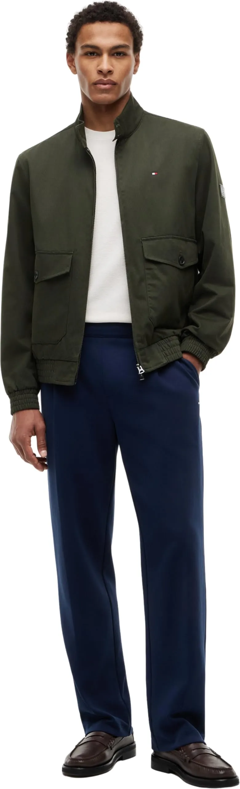 Tommy Hilfiger Uomo Giacca Harrington in Cotone, Verde Eclipse Green, L - immagine 5