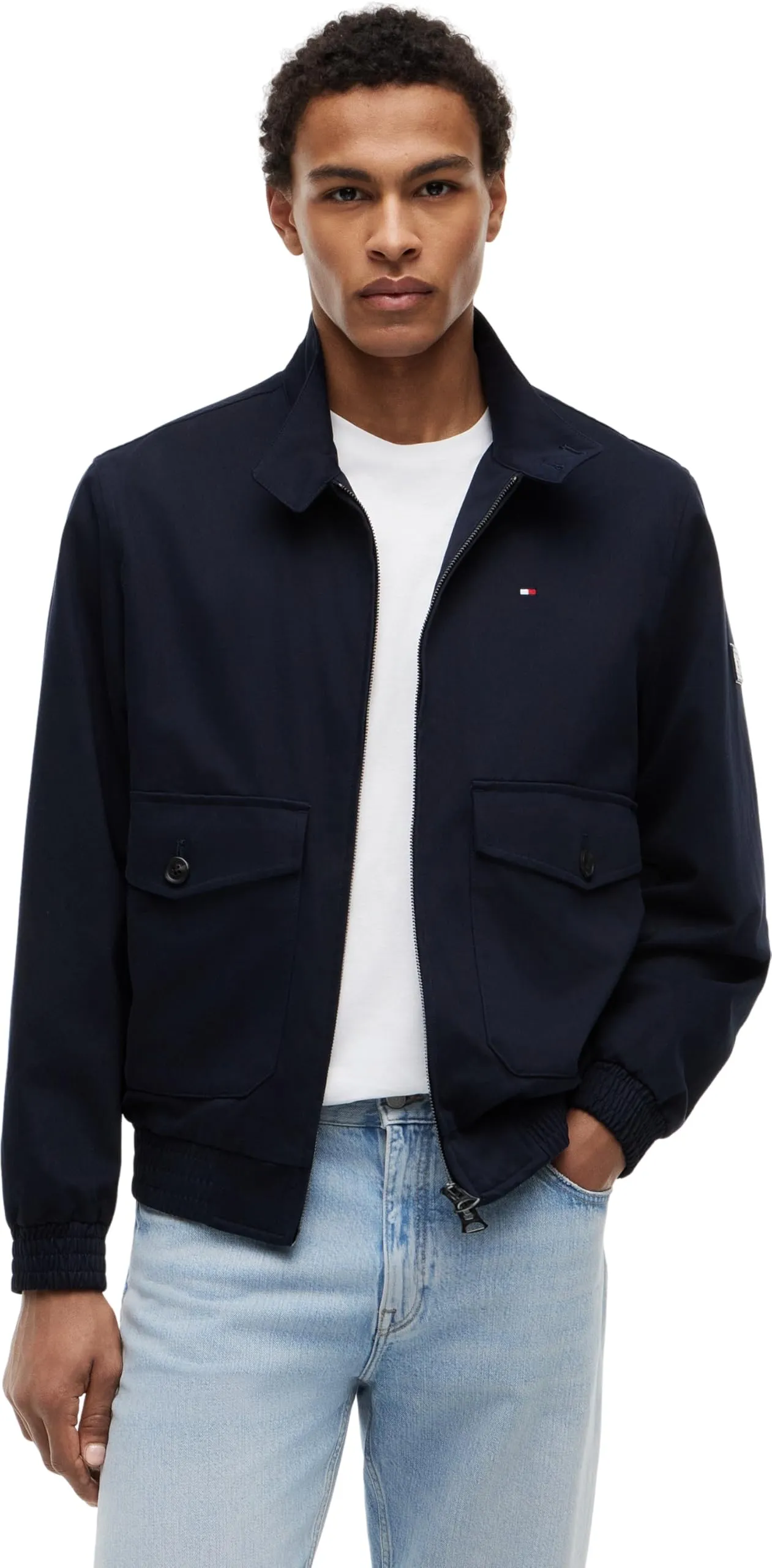 Tommy Hilfiger Uomo Giacca Harrington in Cotone, Desert Sky, S - immagine 1