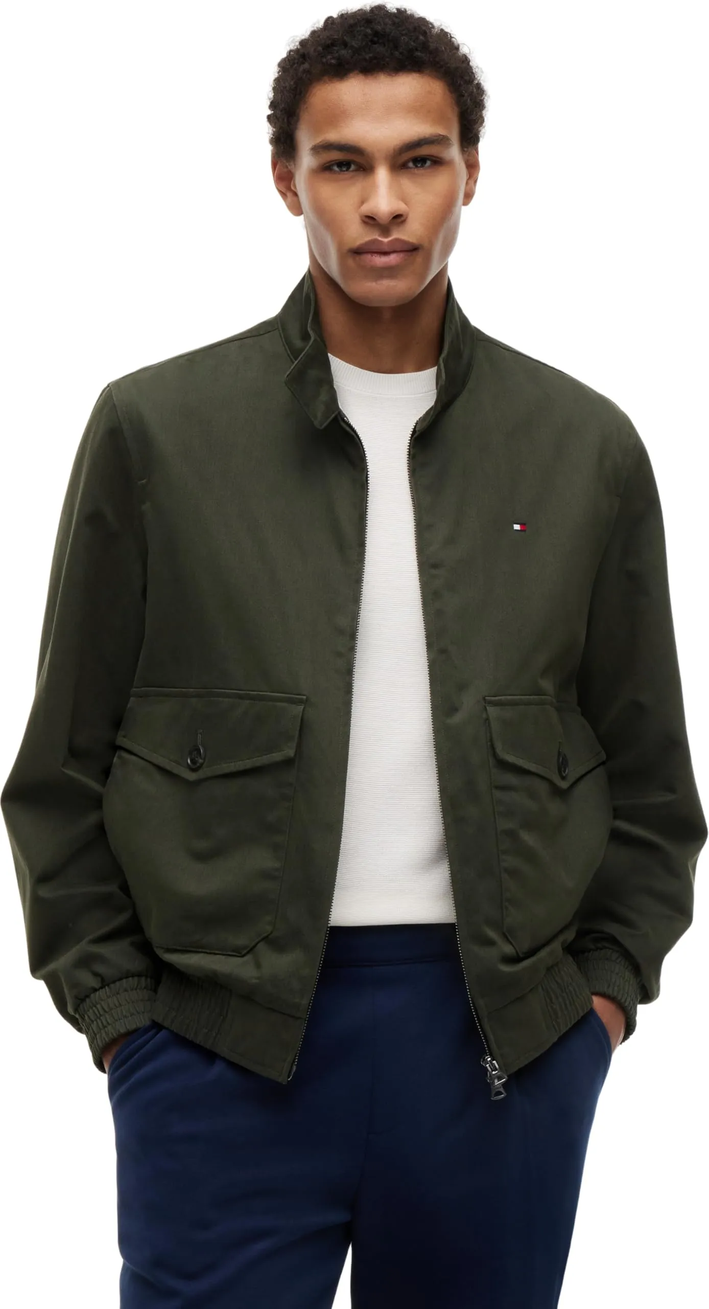 Tommy Hilfiger Uomo Giacca Cotton Harrington Verde Eclipse Green, M - immagine 1