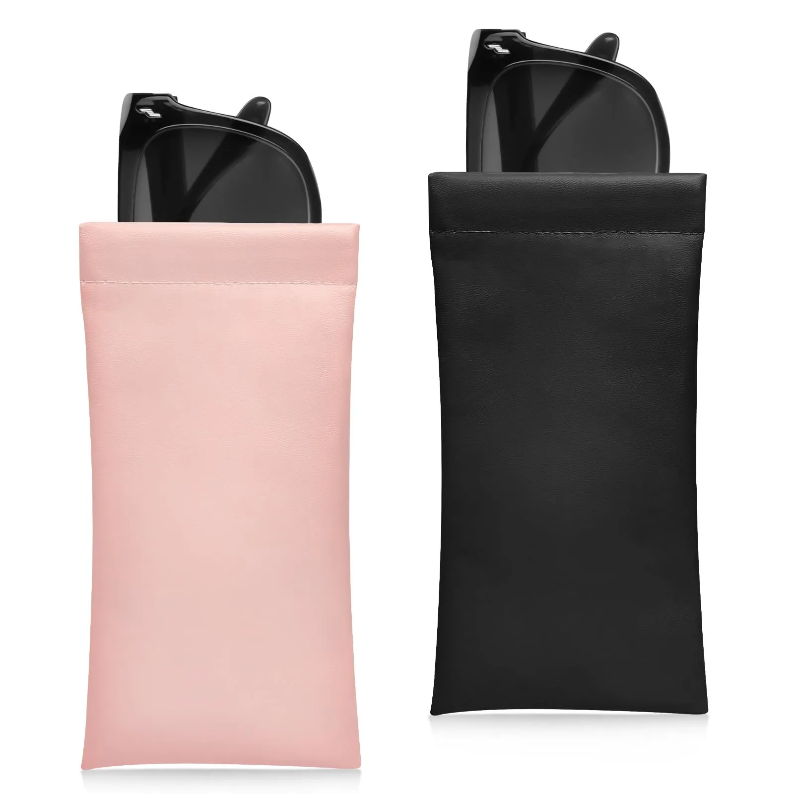 DiULi Custodia Occhiali Morbida, Set di 2 Pezzi in Pelle PU per Occhiali da Sole e Vista, Astuccio Richiudibile Multifunzionale - immagine 1