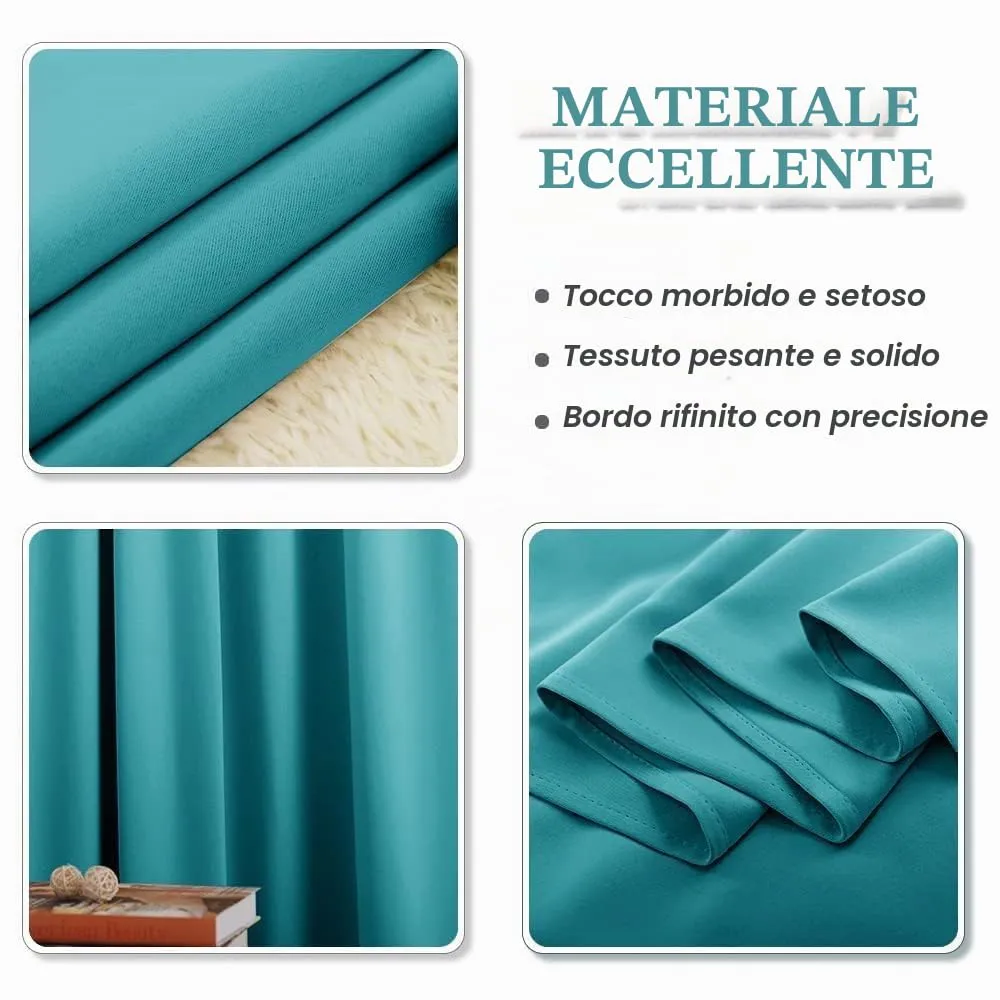 PONY DANCE Tenda Oscurante Termica da Interno per Camera da Letto, 140 x 240 cm, Blu Pavone - immagine 7