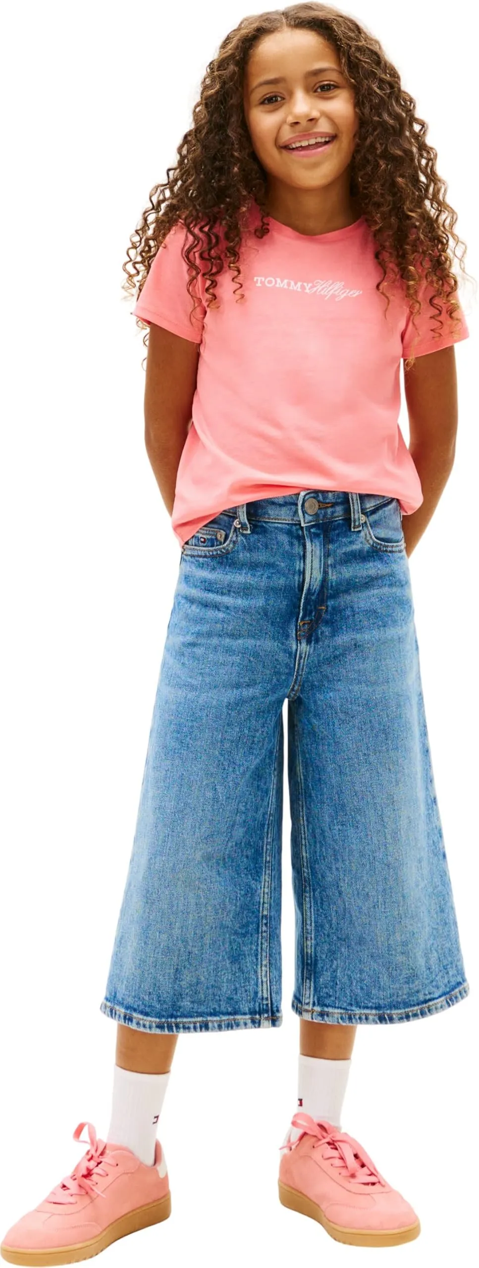Tommy Hilfiger Bambina T-Shirt Maniche Corte Script Slim Fit, Rosa Tropical Blush, 8 Anni - immagine 4