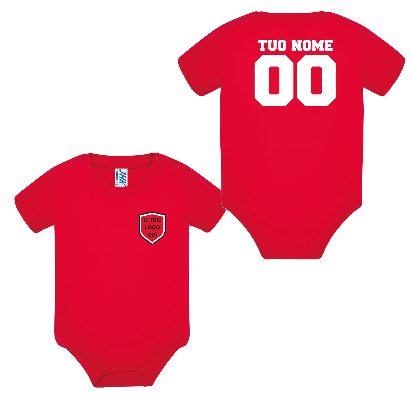 D&Vlab Body Bodino Personalizzato per Neonato in Cotone Rosso - immagine 1