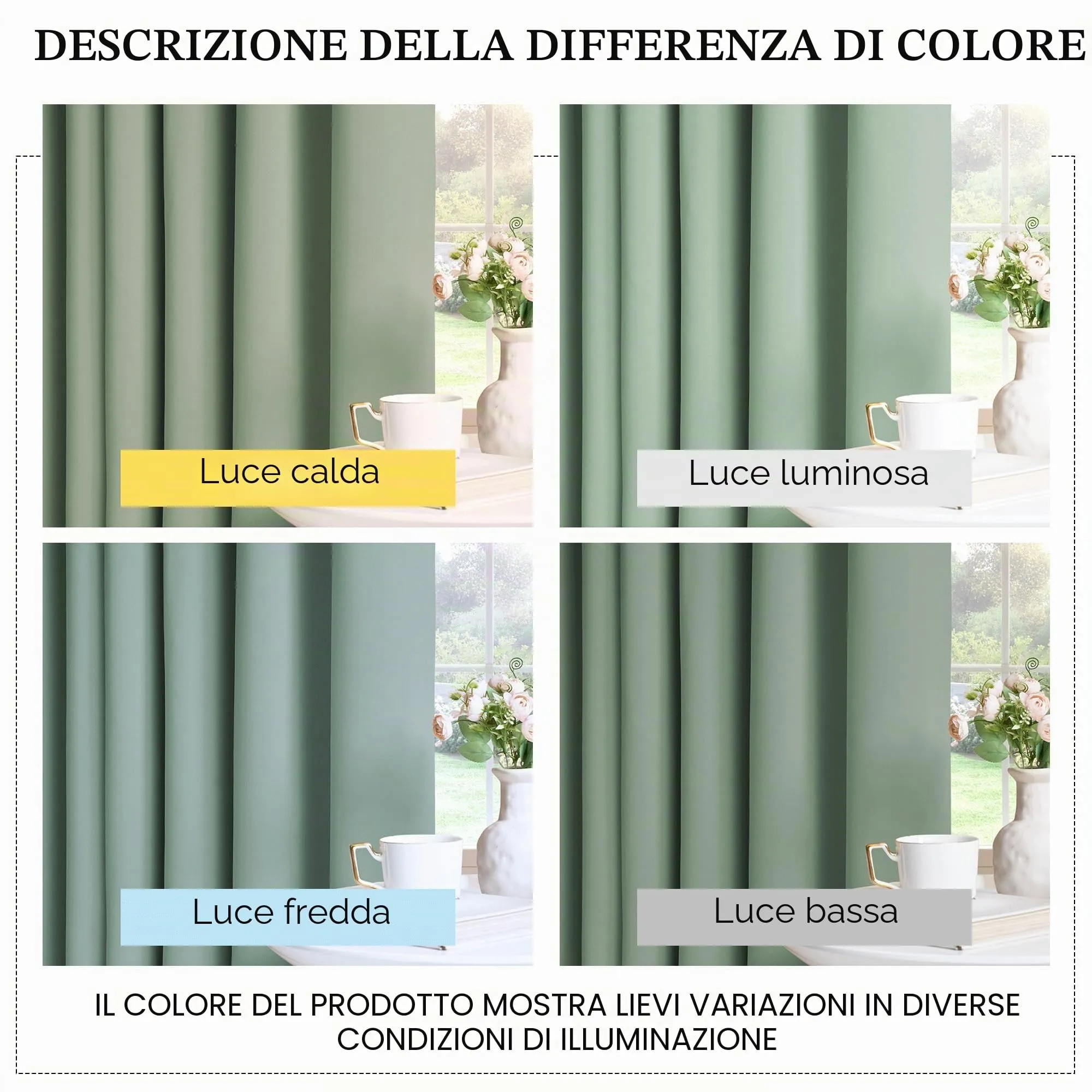 PONY DANCE Tenda Oscurante Termica Isolante 140x220 cm, Verde Salvia - immagine 4