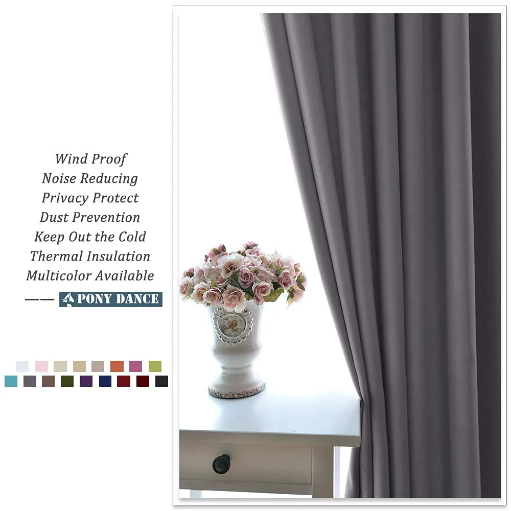 PONY DANCE Tenda Corta Oscurante Termica Isolante per Camera da Letto, Grigio, 140x145 cm - immagine 8