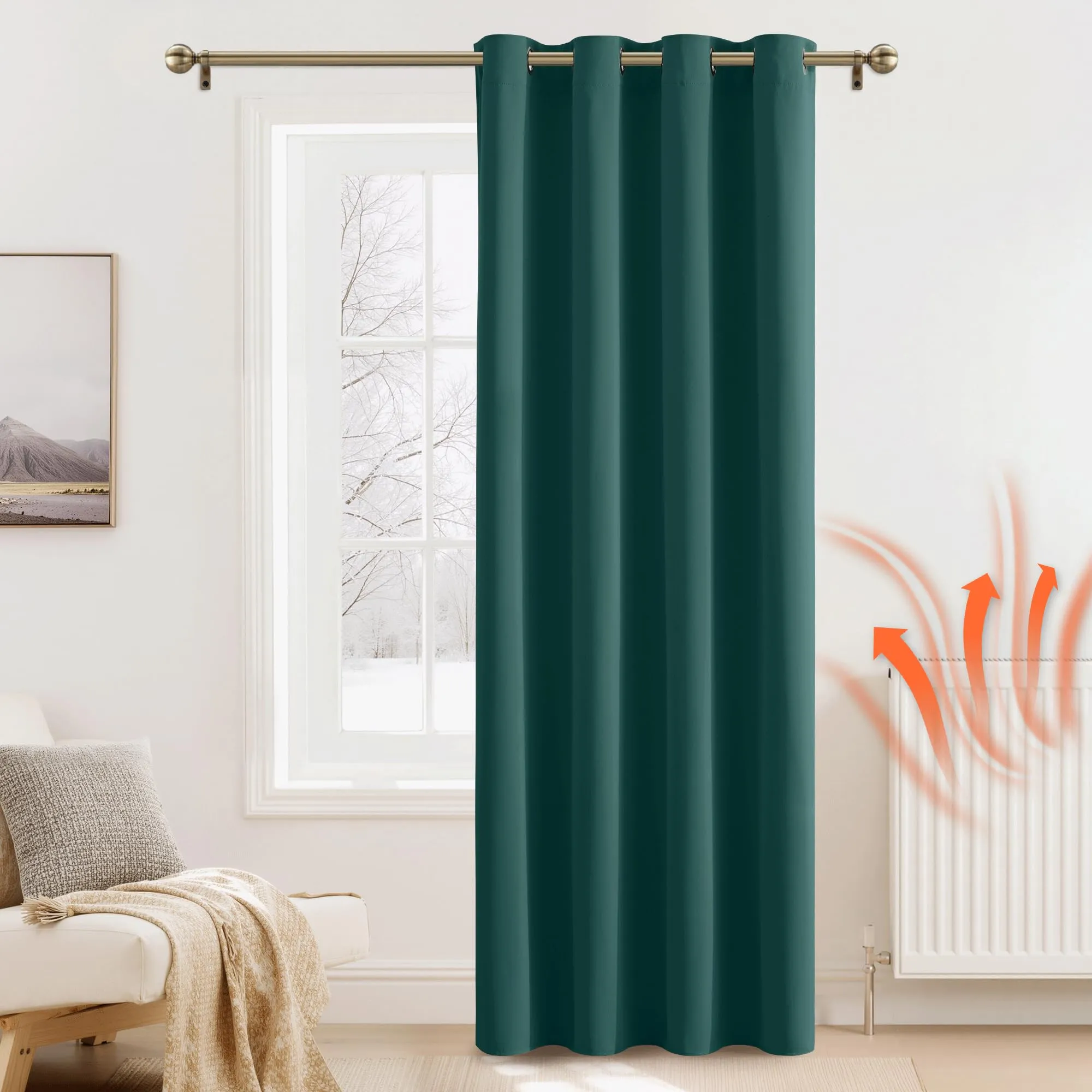 Pony Dance Tende Oscuranti Termiche Isolanti, 140x240 cm, 1 Pannello, Verde Scuro - immagine 2