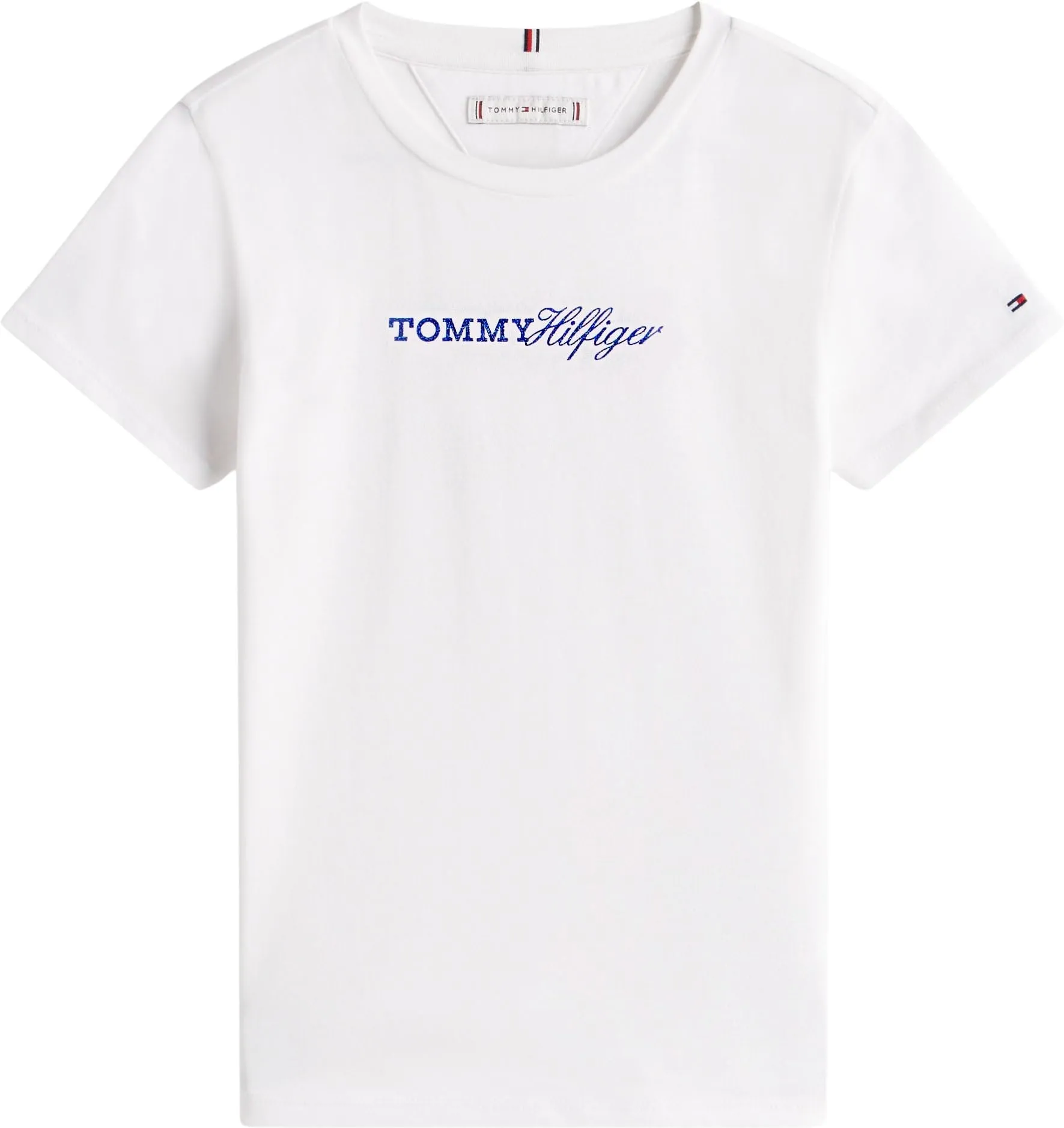 Tommy Hilfiger Bambina T-Shirt Maniche Corte Script Slim Fit, Bianco, 3 Anni - immagine 5