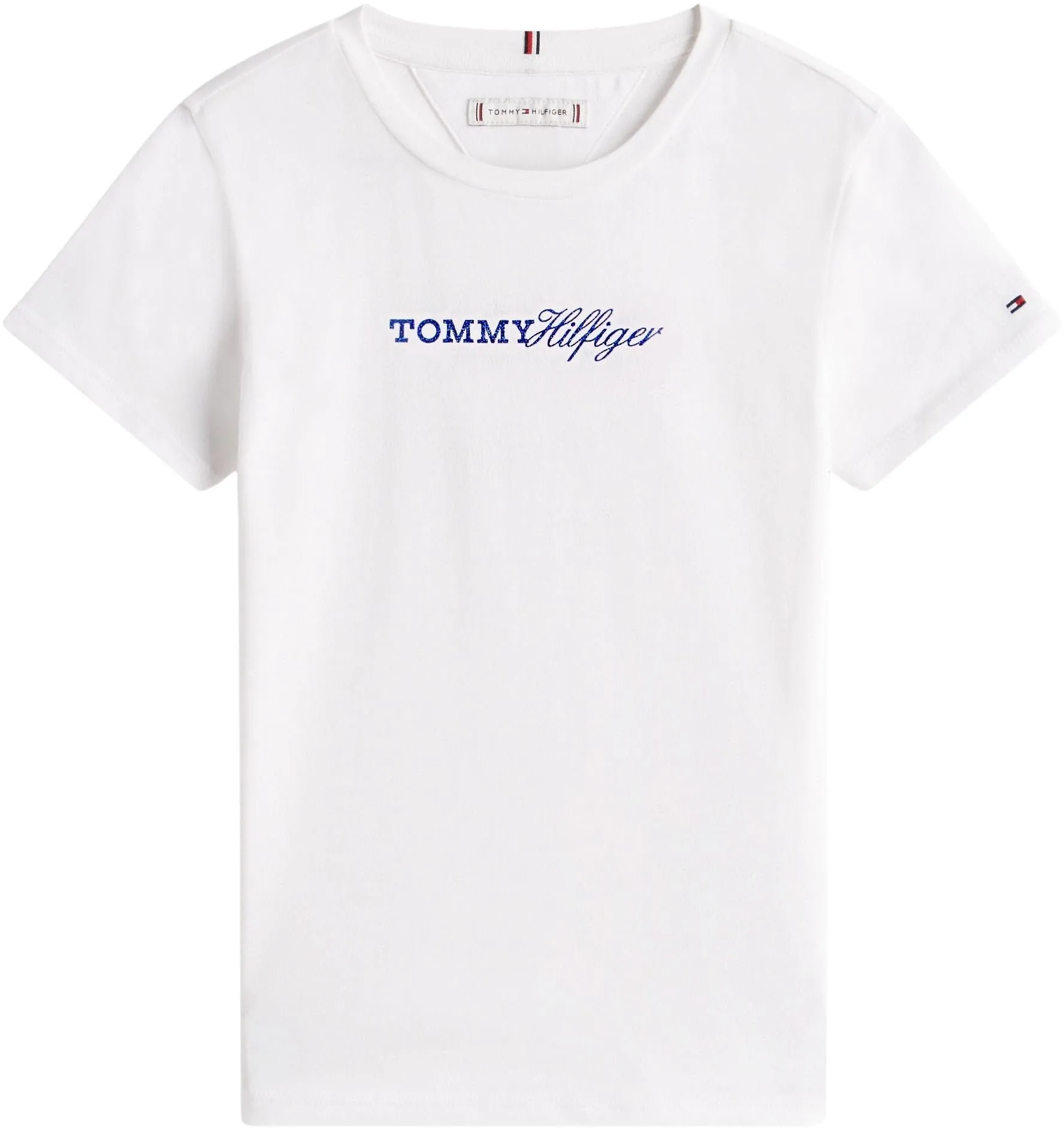 Tommy Hilfiger Bambina T-Shirt Maniche Corte Script Slim Fit, Bianco, 3 Anni - immagine 6