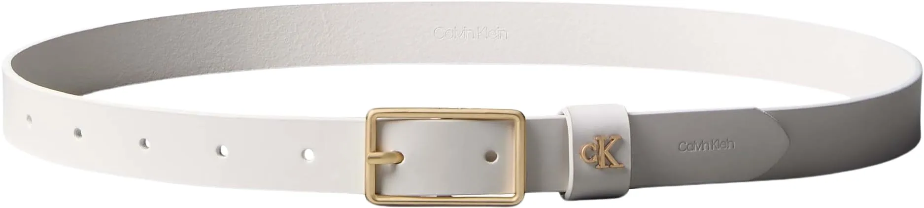 Calvin Klein Donna Cintura Square Buckle Loop 2,5 cm, White Alyssum/Antique Light Gold, 100 cm - immagine 2