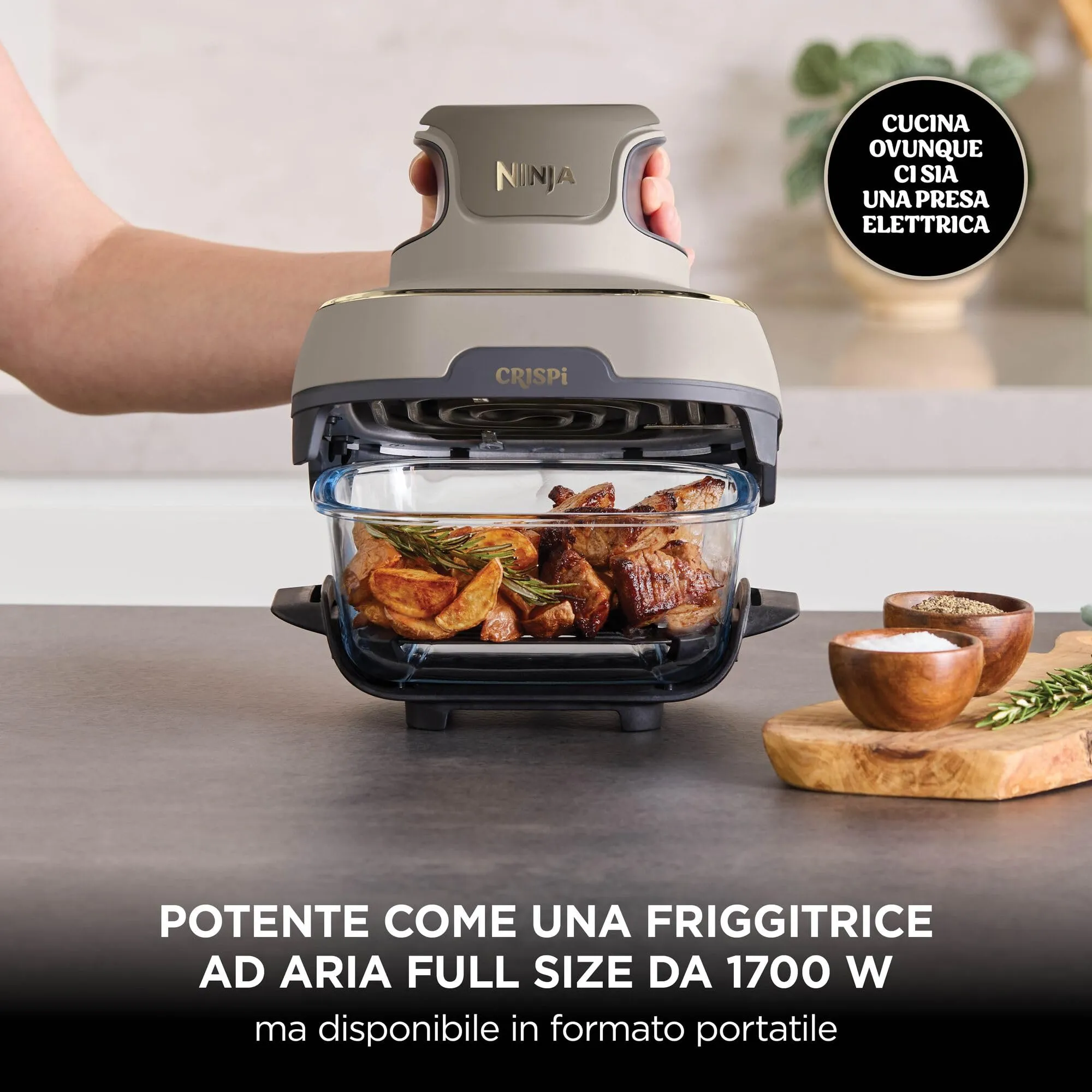 Ninja CRISPi Friggitrice ad Aria Portatile 3,8L Pietra Oro - immagine 5