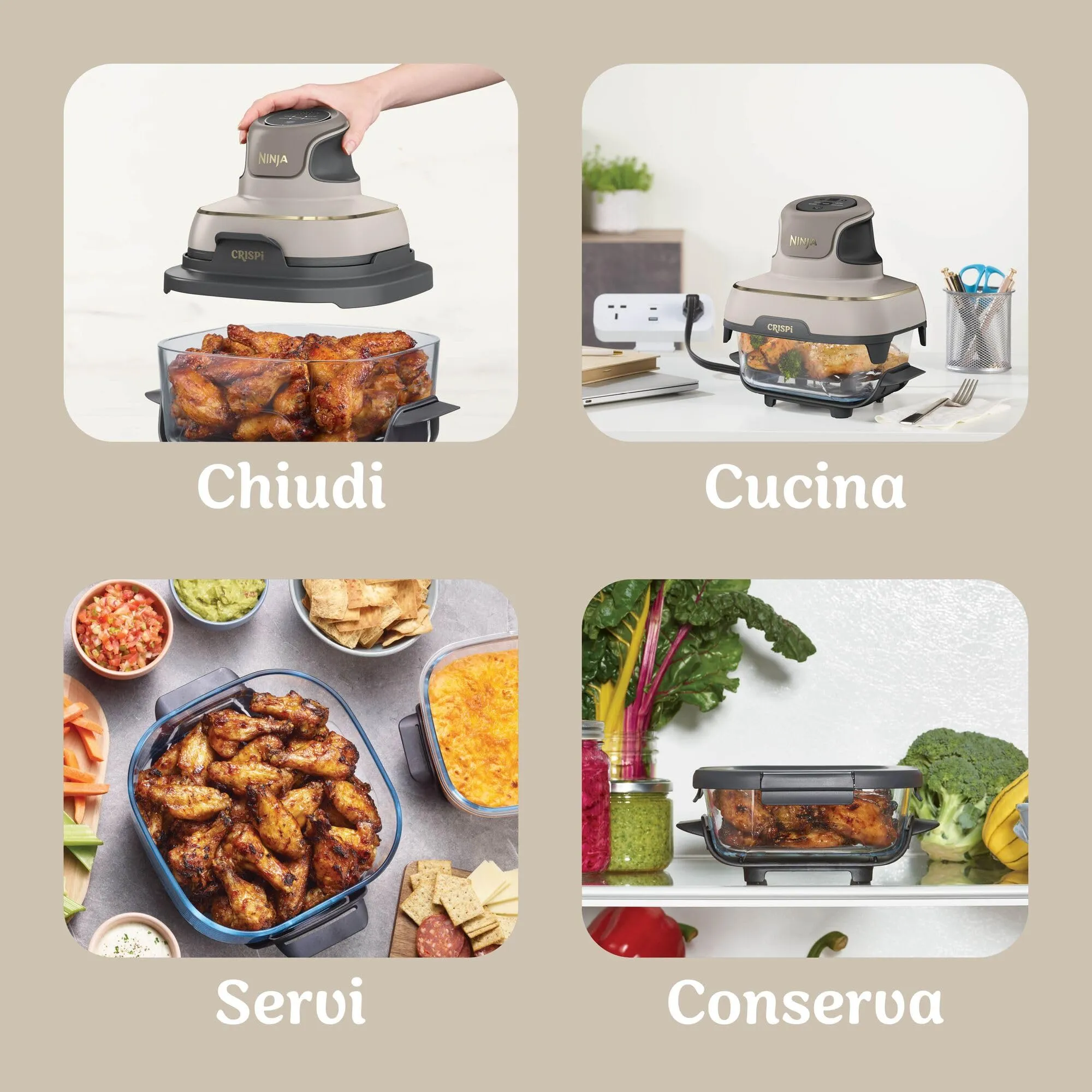 Ninja CRISPi Friggitrice ad Aria Portatile 3,8L Pietra Oro - immagine 9