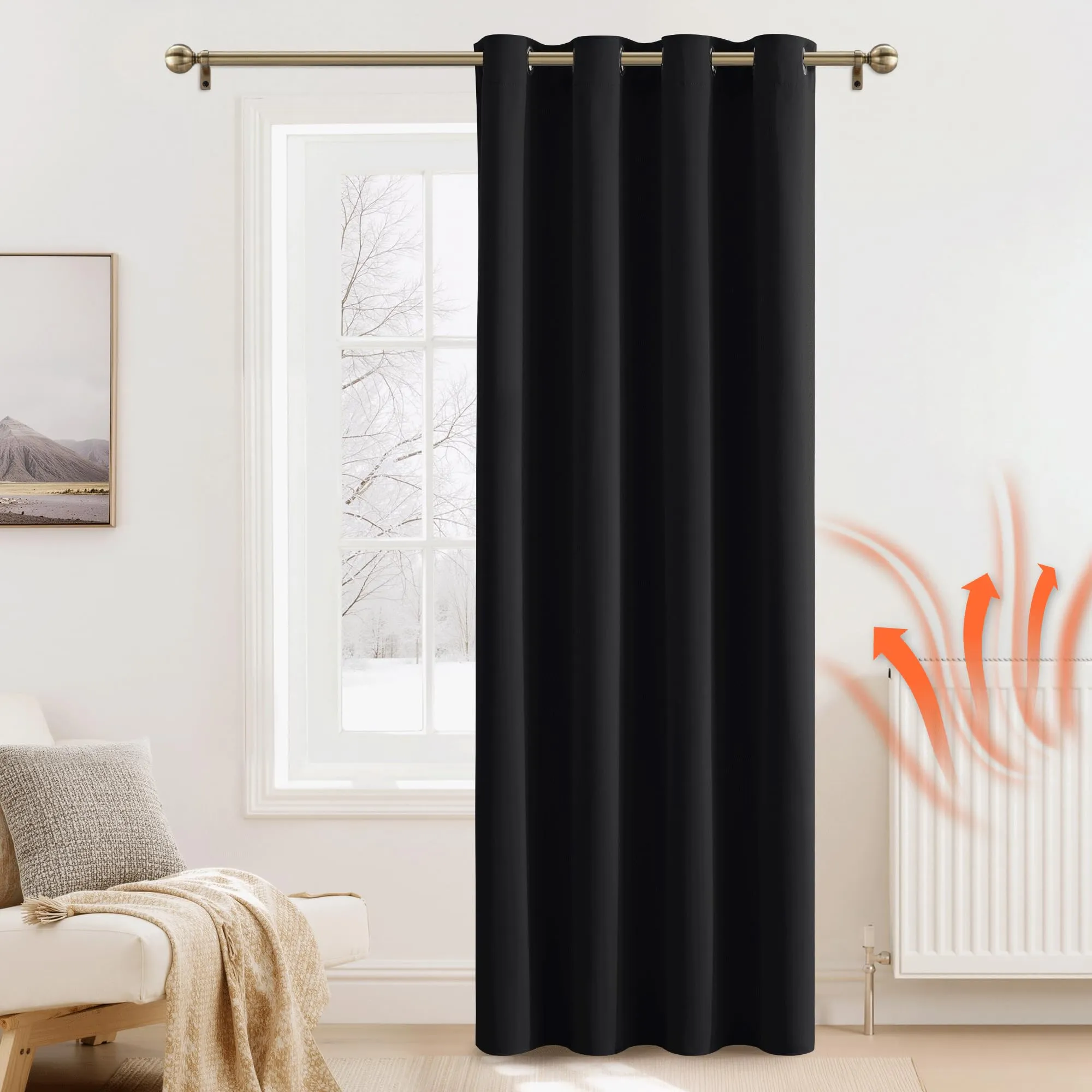 Pony Dance Tenda Oscurante Termica da Interno, 140 x 220 cm, Nero - immagine 2
