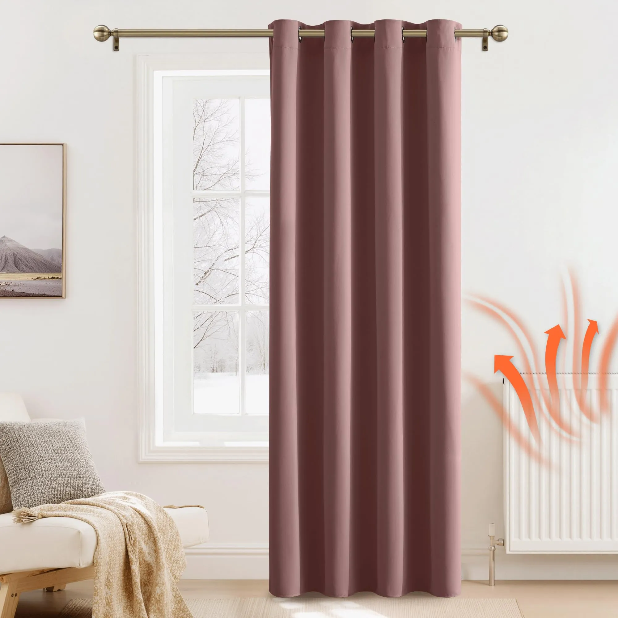 PONY DANCE Tenda Oscurante Termica Isolante 132 x 210 cm, Rosa Selvatica - immagine 2