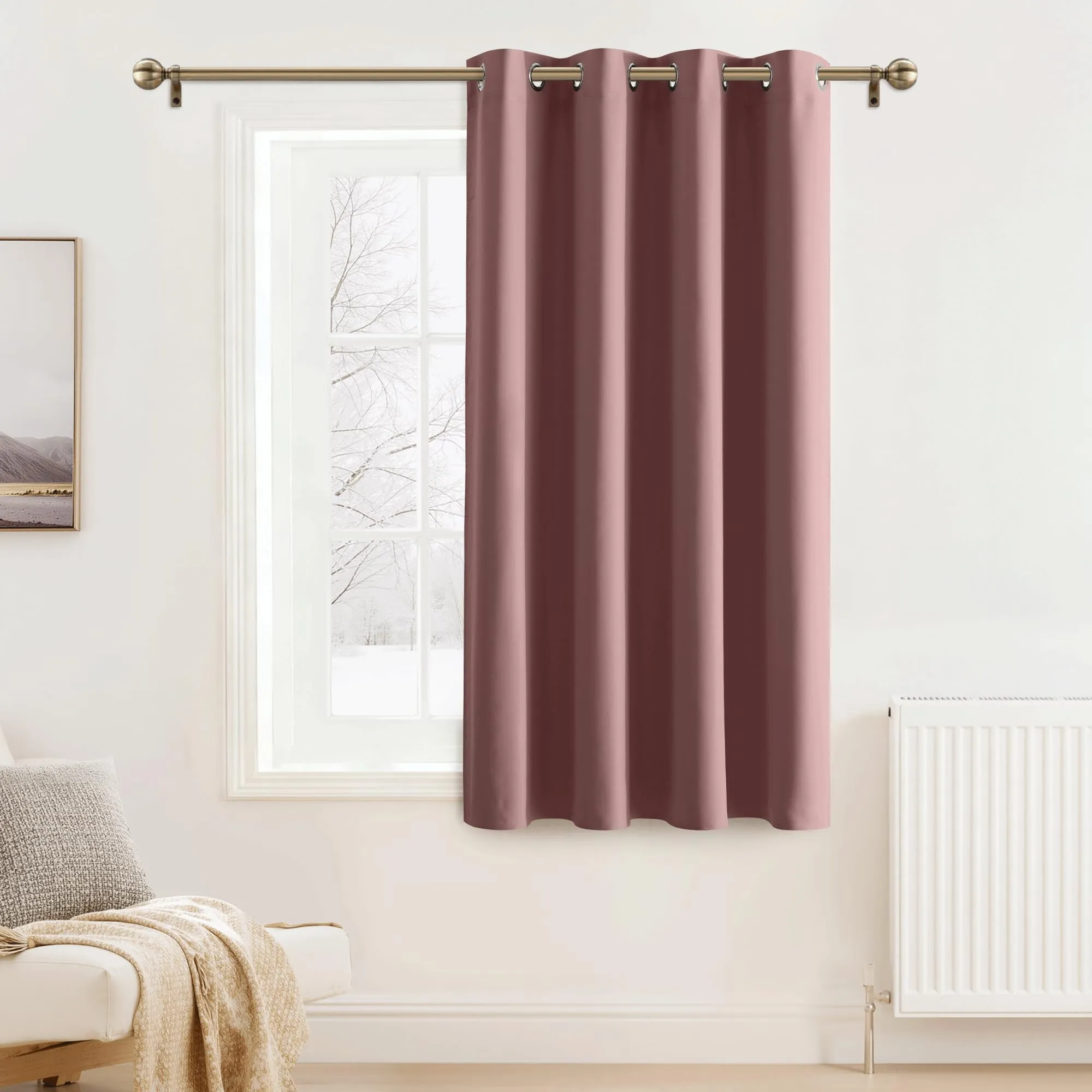 PONY DANCE Tenda Corta Oscurante Termica Isolante, Rosa Selvatica, 132x158 cm - immagine 1