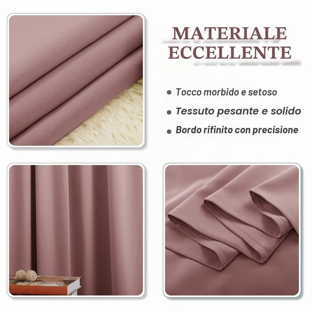 PONY DANCE Tenda Corta Oscurante Termica Isolante, Rosa Selvatica, 132x158 cm - immagine 7