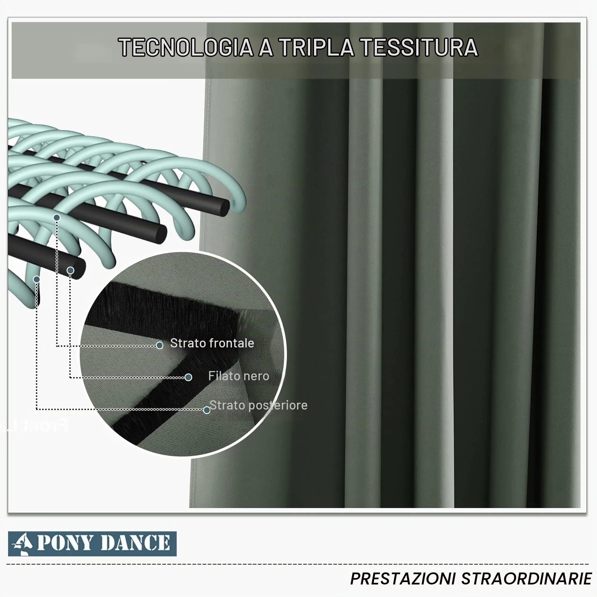 PONY DANCE Tende Corte per Cucina, Oscuranti Termiche Isolanti, 132 x 90 cm, Verde Grigiastro - immagine 5