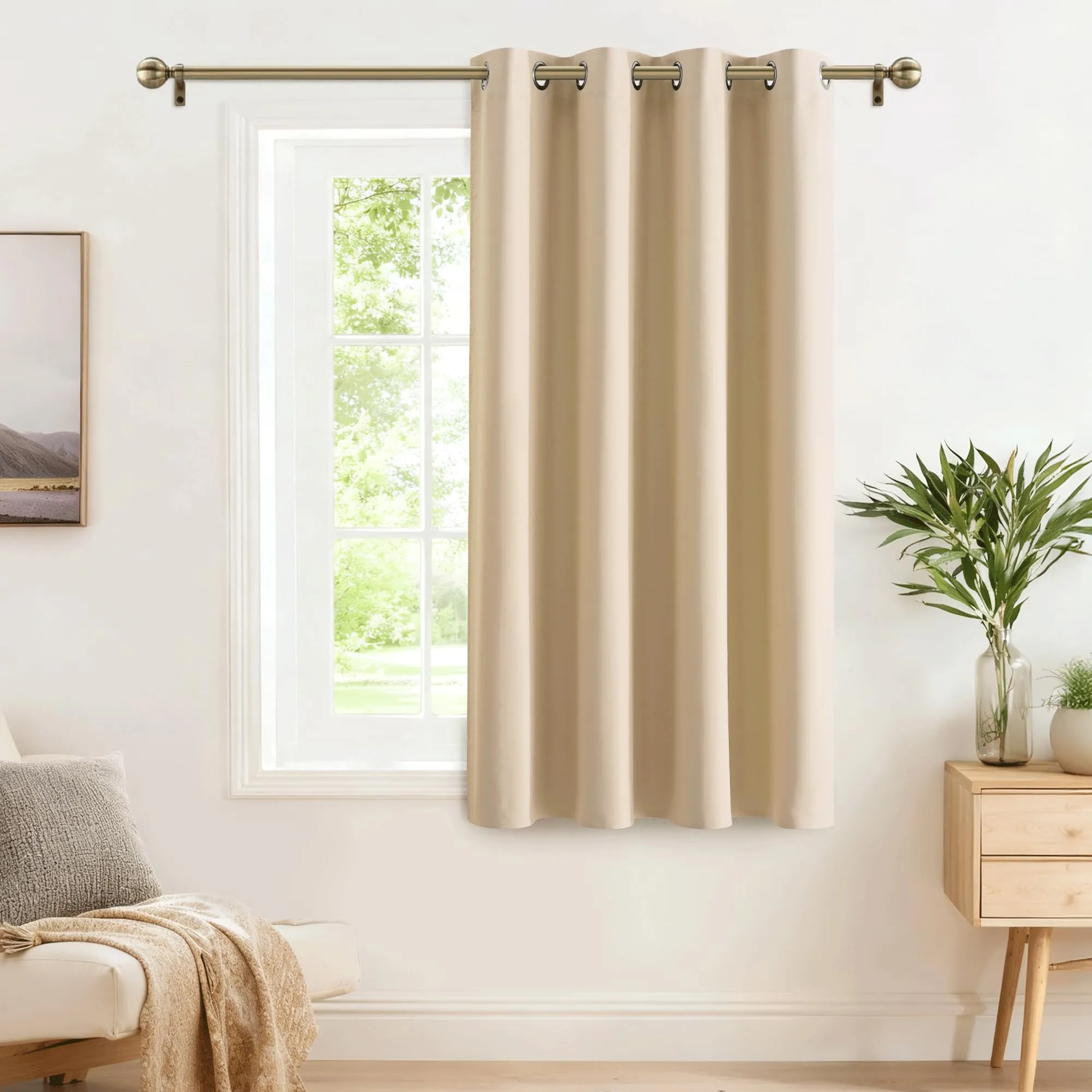 PONY DANCE Tenda Corta Oscurante Isolante Termica per Cucina, 140 x 145 cm, Beige - immagine 1