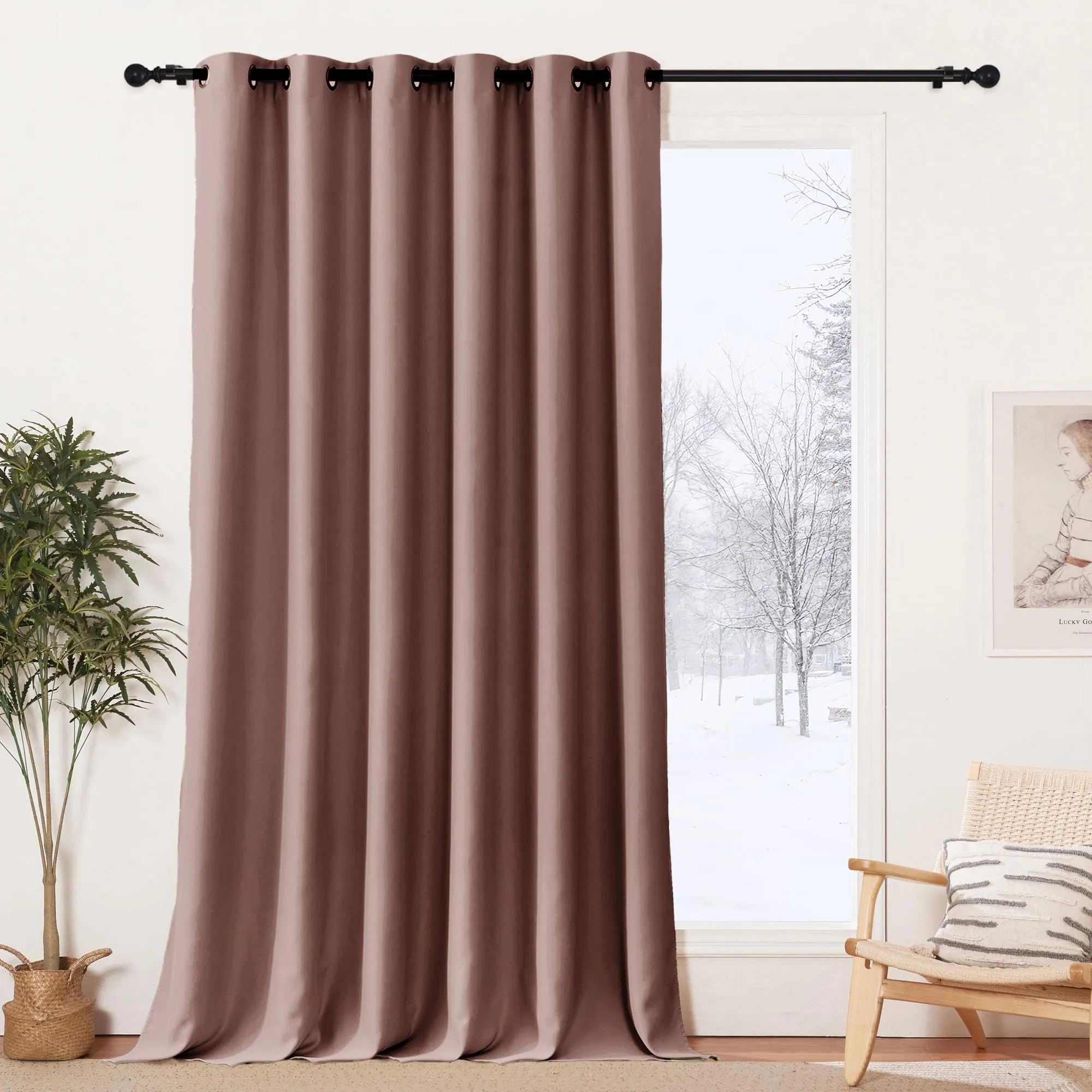 PONY DANCE Tenda Oscurante Termica per Camera da Letto, 200L x 245A cm, Rosa Selvatica - immagine 1