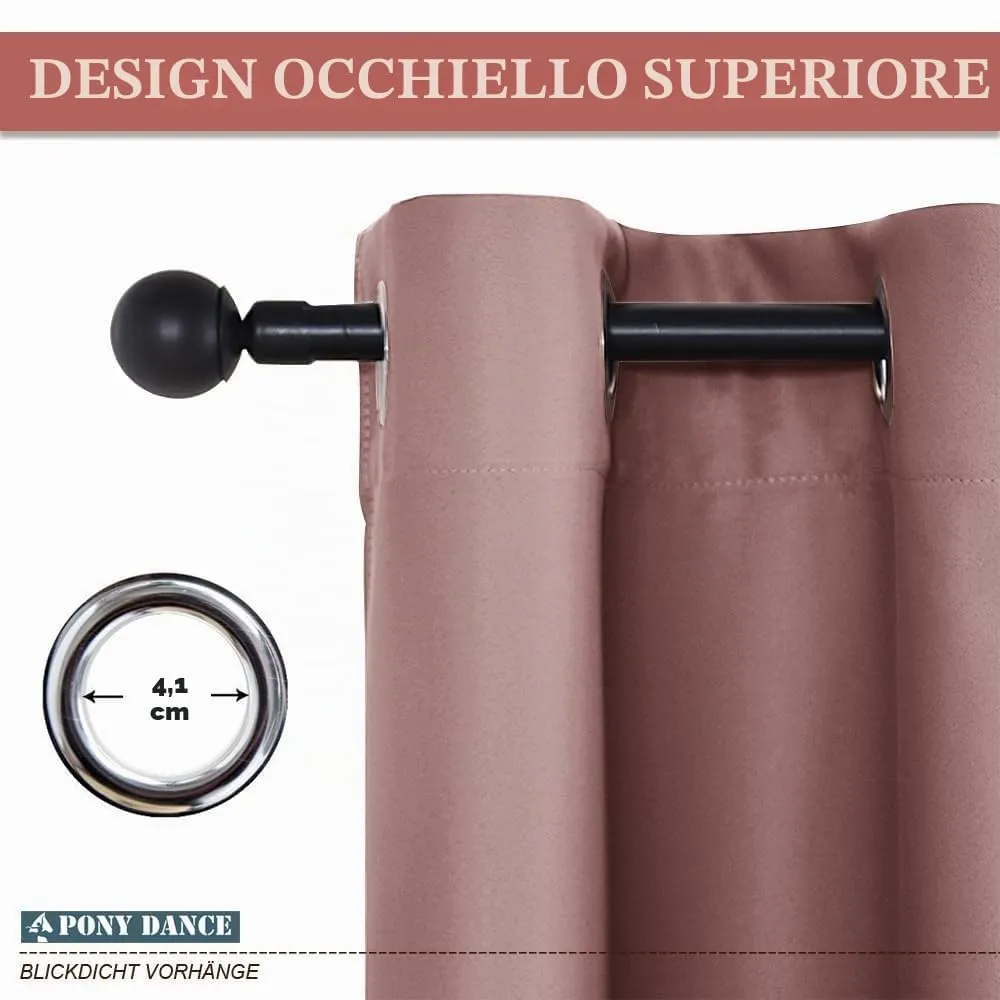 PONY DANCE Tenda Oscurante Termica per Camera da Letto, 200L x 245A cm, Rosa Selvatica - immagine 5