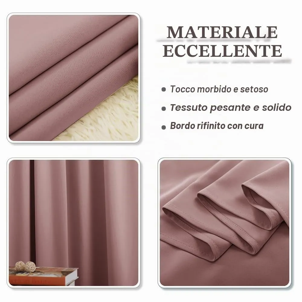 PONY DANCE Tenda Oscurante Termica per Camera da Letto, 200L x 245A cm, Rosa Selvatica - immagine 6