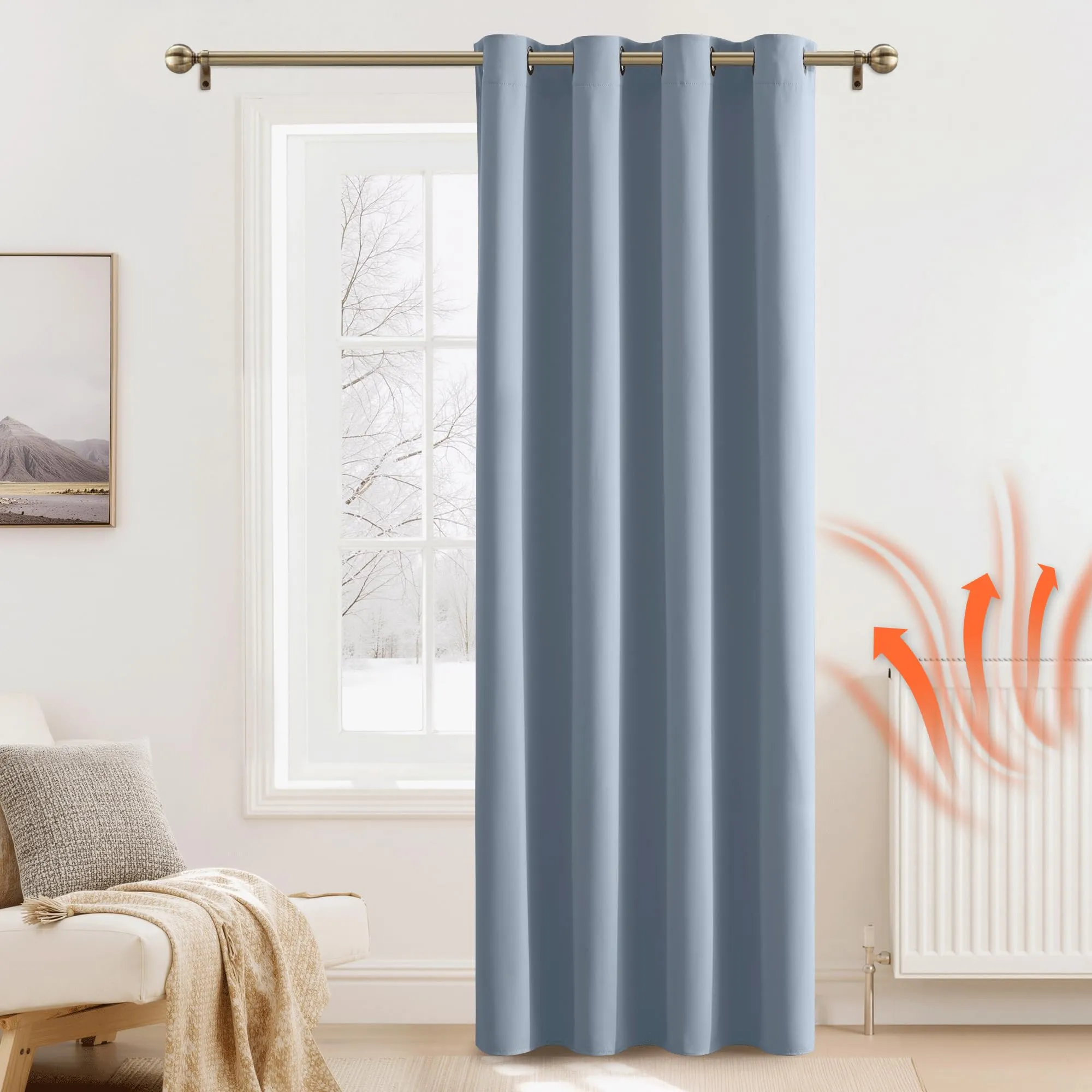 PONY DANCE Tende Oscuranti Termiche Isolanti, 140 x 240 cm, 1 Pannello, Blu Vintage - immagine 2