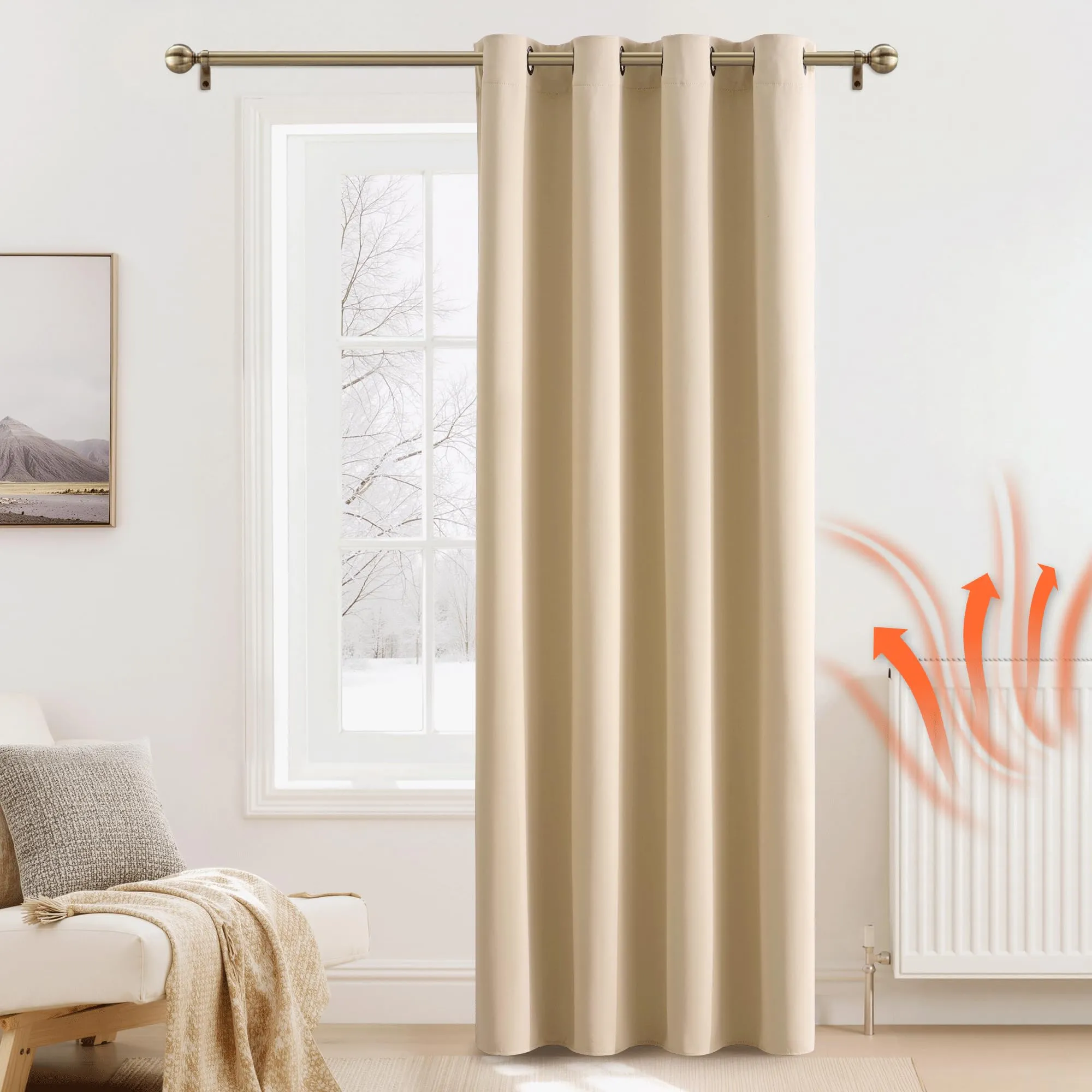 PONY DANCE Tenda Oscurante Termica Isolante da Interno, 140x220 cm, Beige - immagine 2